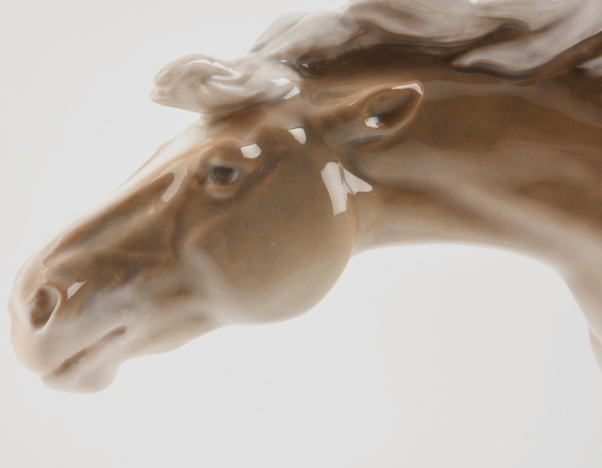 Rare Royal Copenhagen Porcelain  "Horse in Headwind" by Lauritz