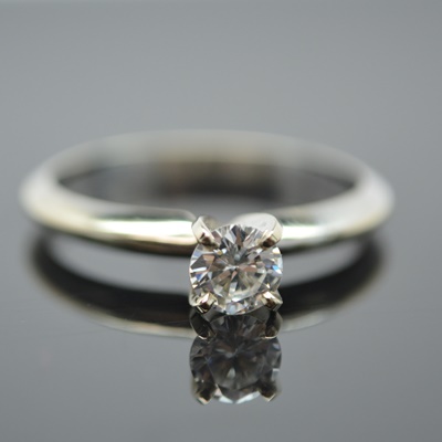 14K White Gold Diamond Solitaire Ring