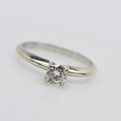 14K White Gold Diamond Solitaire Ring