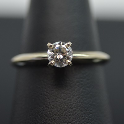 14K White Gold Diamond Solitaire Ring
