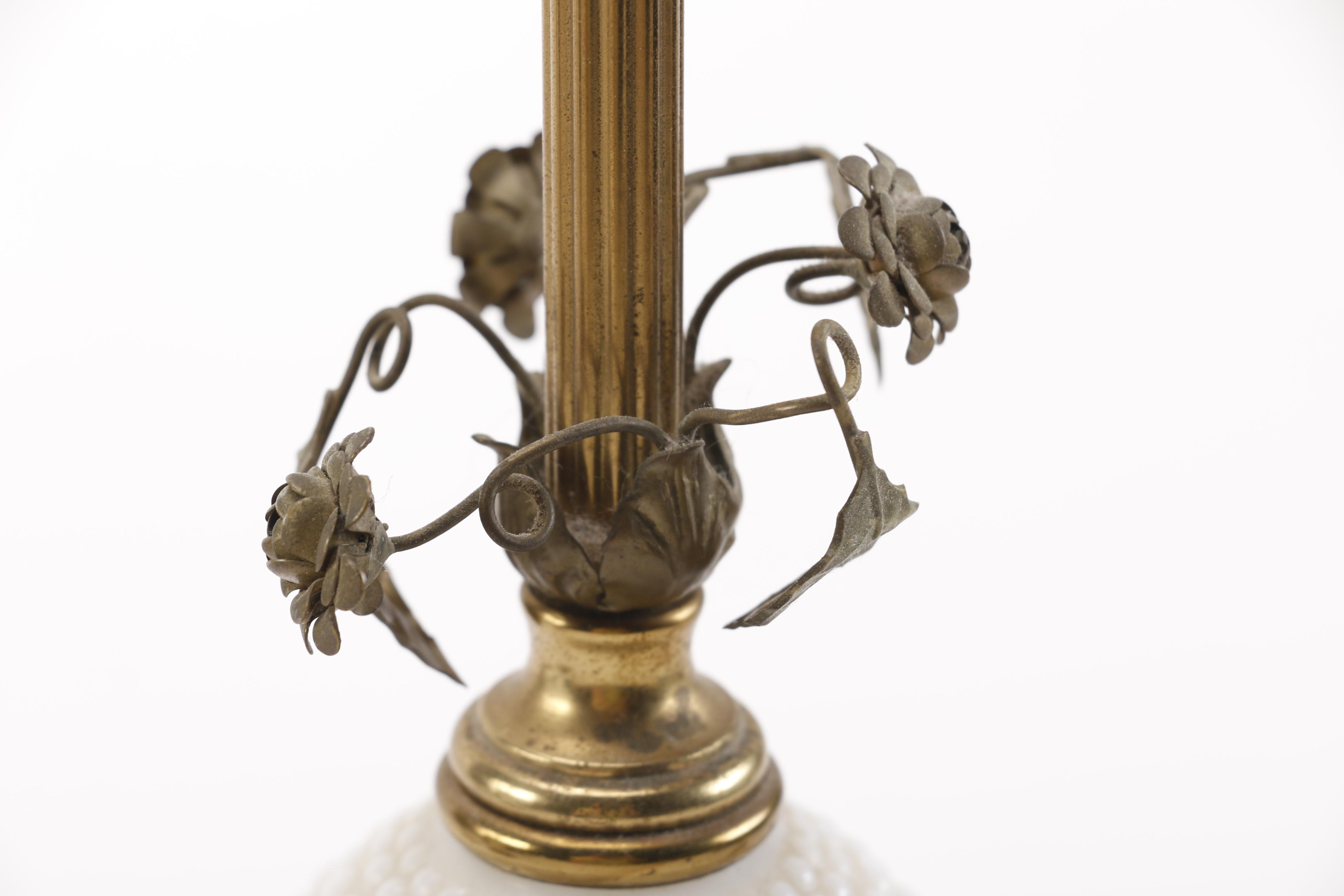 Vintage Metal and Milk Glass Table Lamps