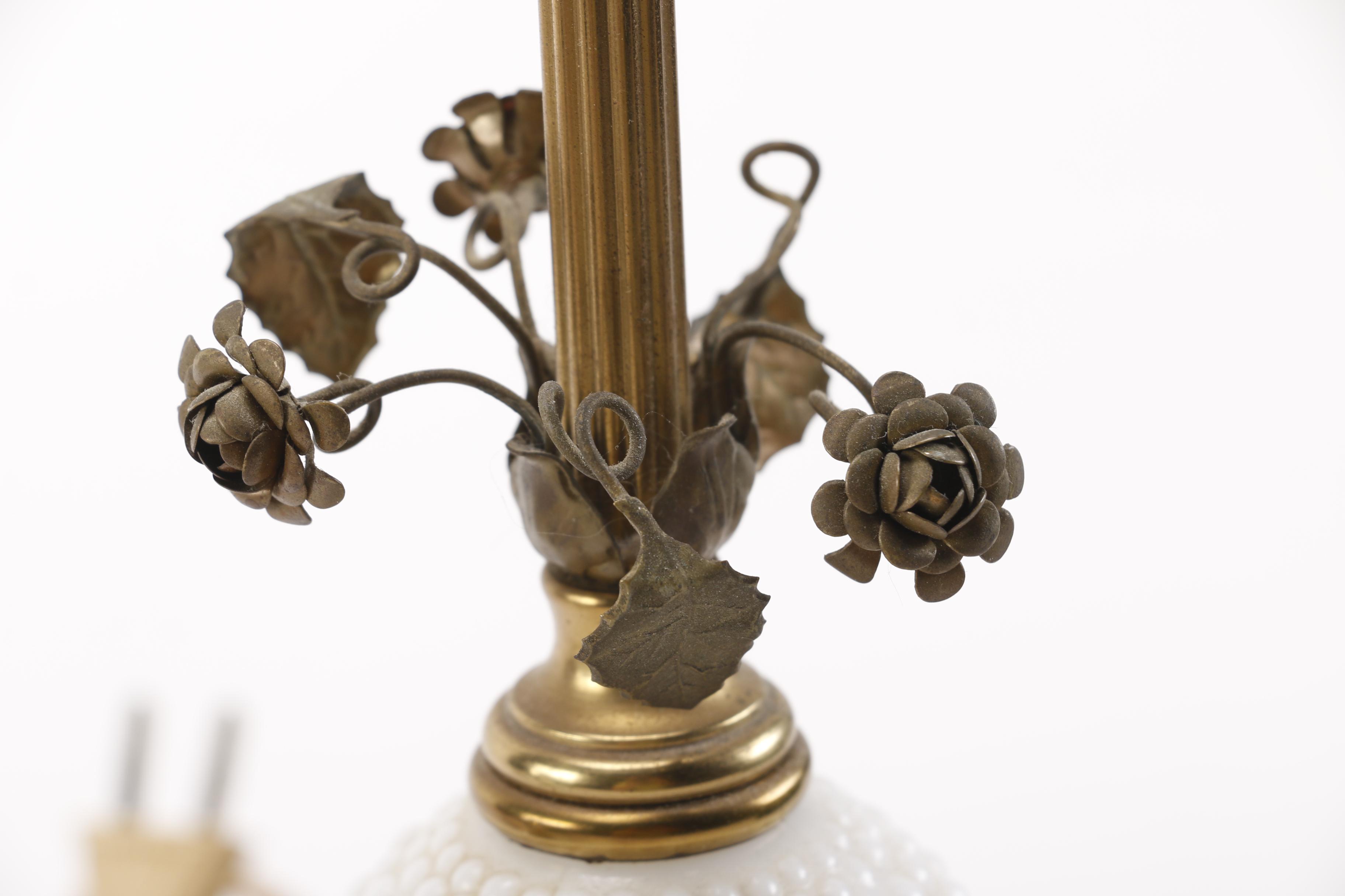 Vintage Metal and Milk Glass Table Lamps