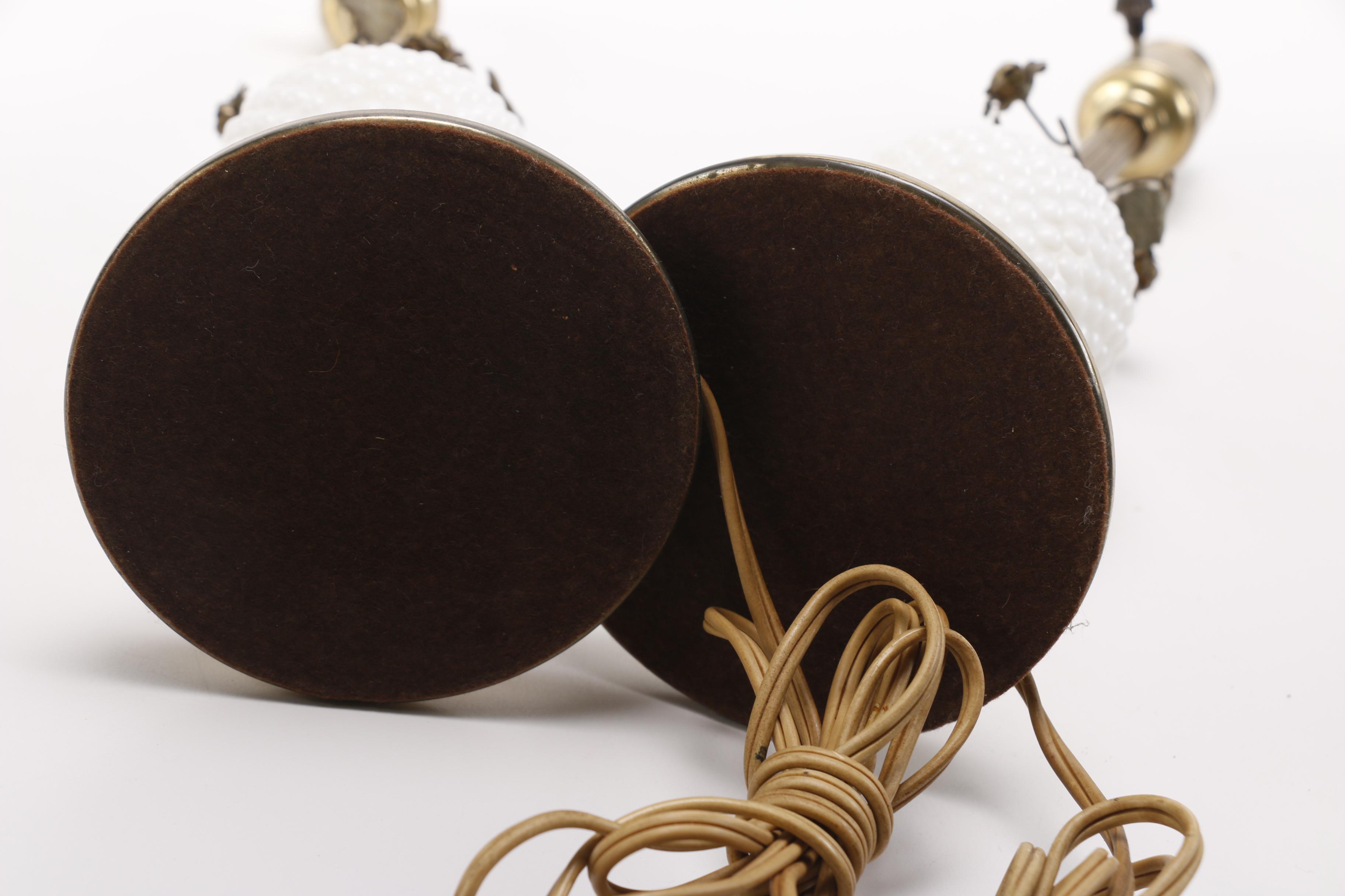 Vintage Metal and Milk Glass Table Lamps