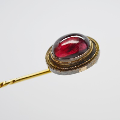 10K and 14K Yellow Gold Rhodolite Garnet Stick Pin