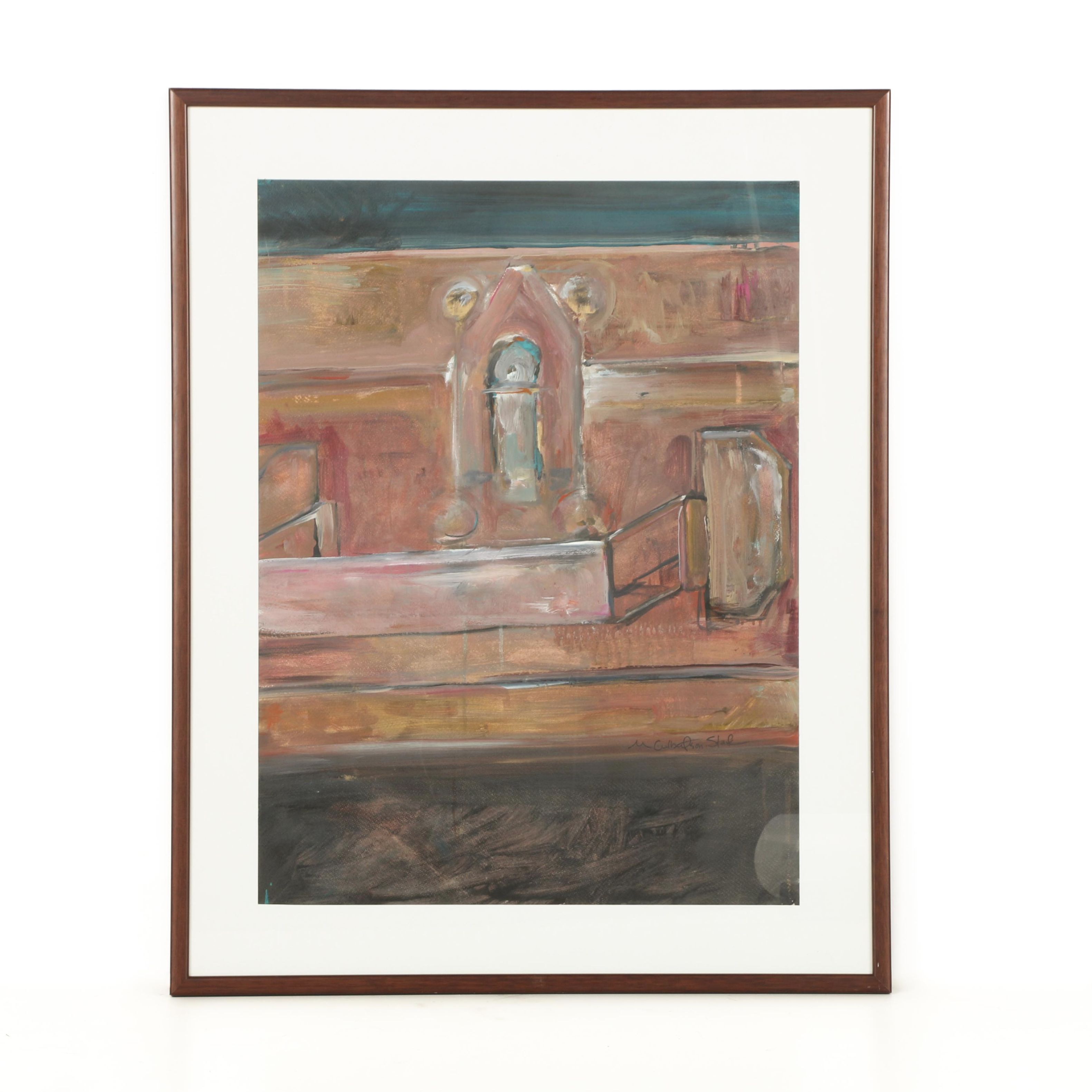 Mary Culbertson-Stark Abstract Oil on Paper "Lunch Box"