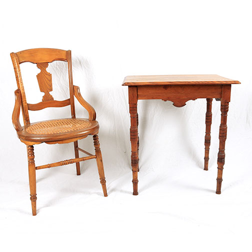 Vintage Oak Side Chair and Table