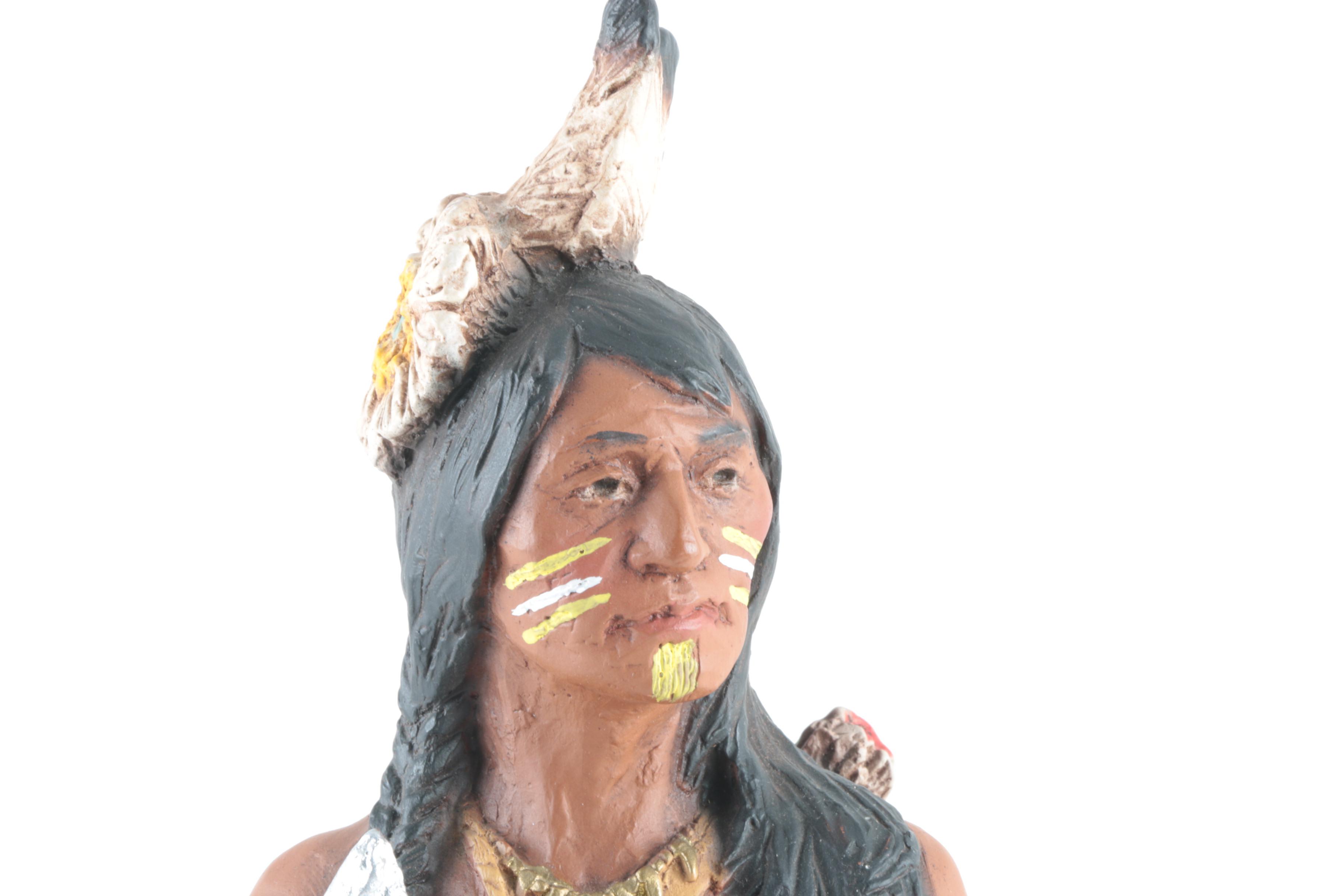 Circa 1980s Universal Statuary Corp Statuette of a Native American Figure