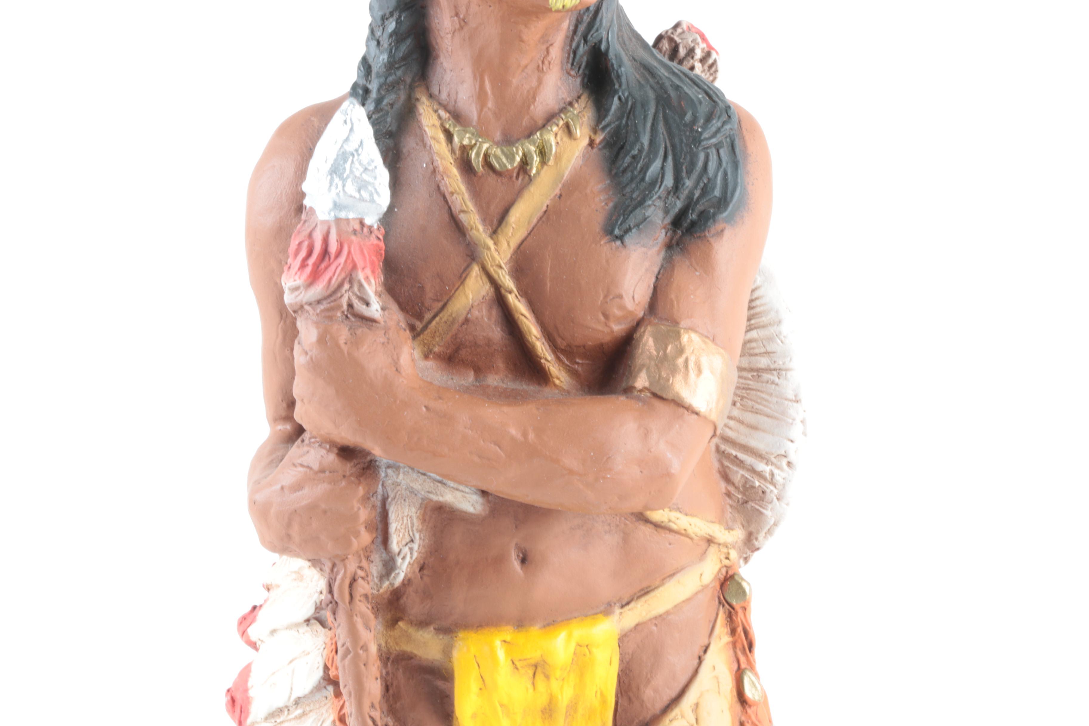 Circa 1980s Universal Statuary Corp Statuette of a Native American Figure