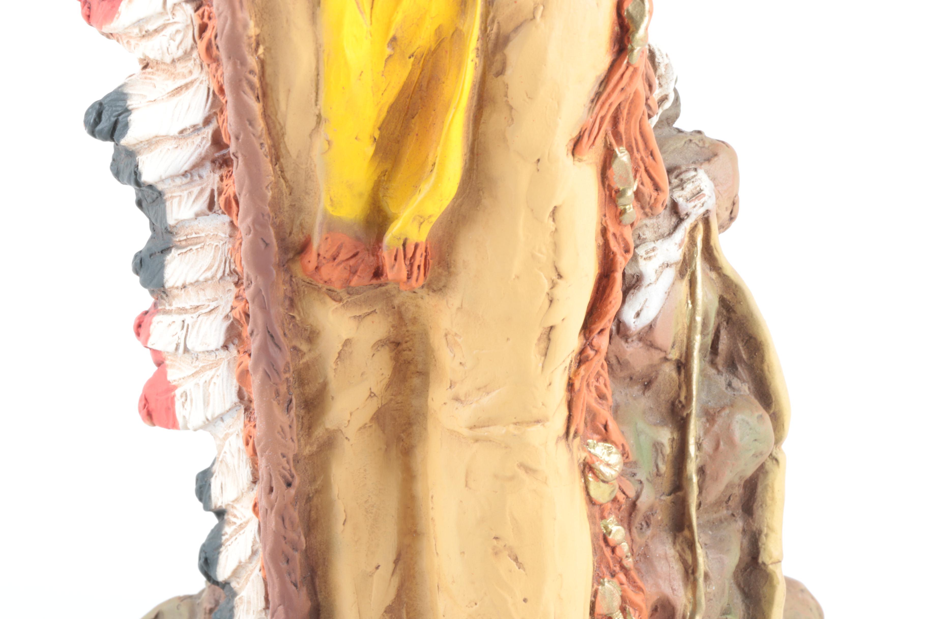 Circa 1980s Universal Statuary Corp Statuette of a Native American Figure