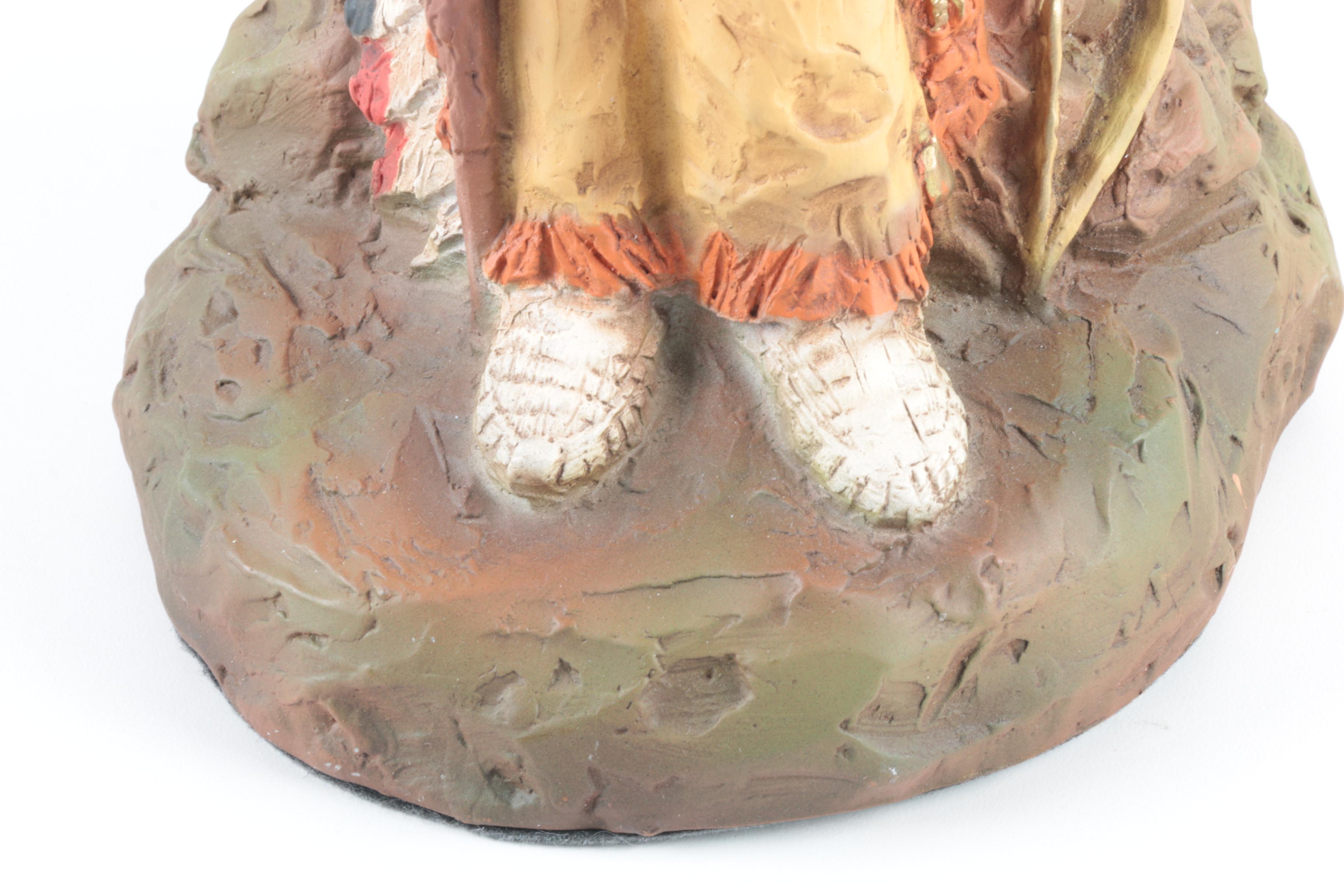 Circa 1980s Universal Statuary Corp Statuette of a Native American Figure