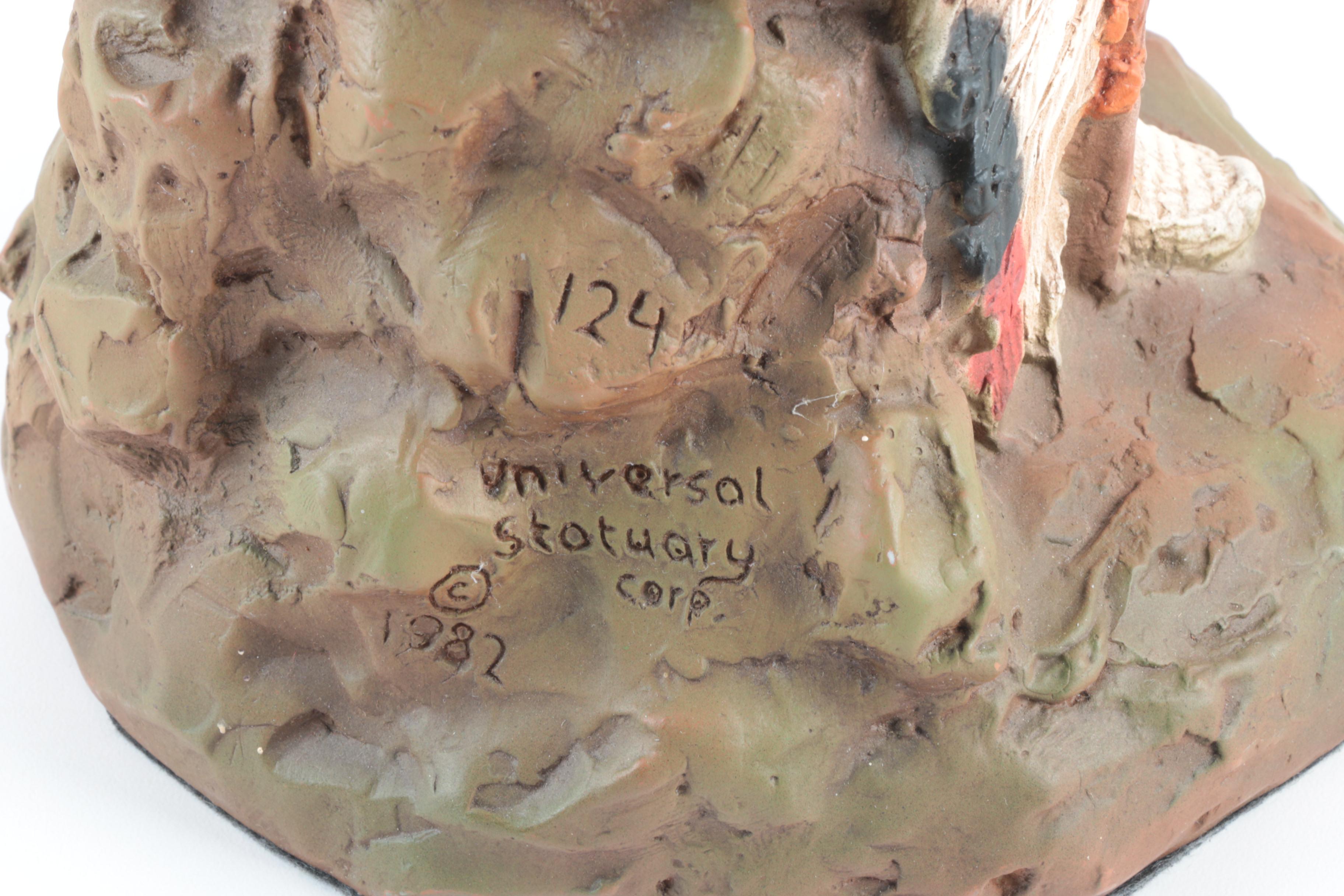 Circa 1980s Universal Statuary Corp Statuette of a Native American Figure