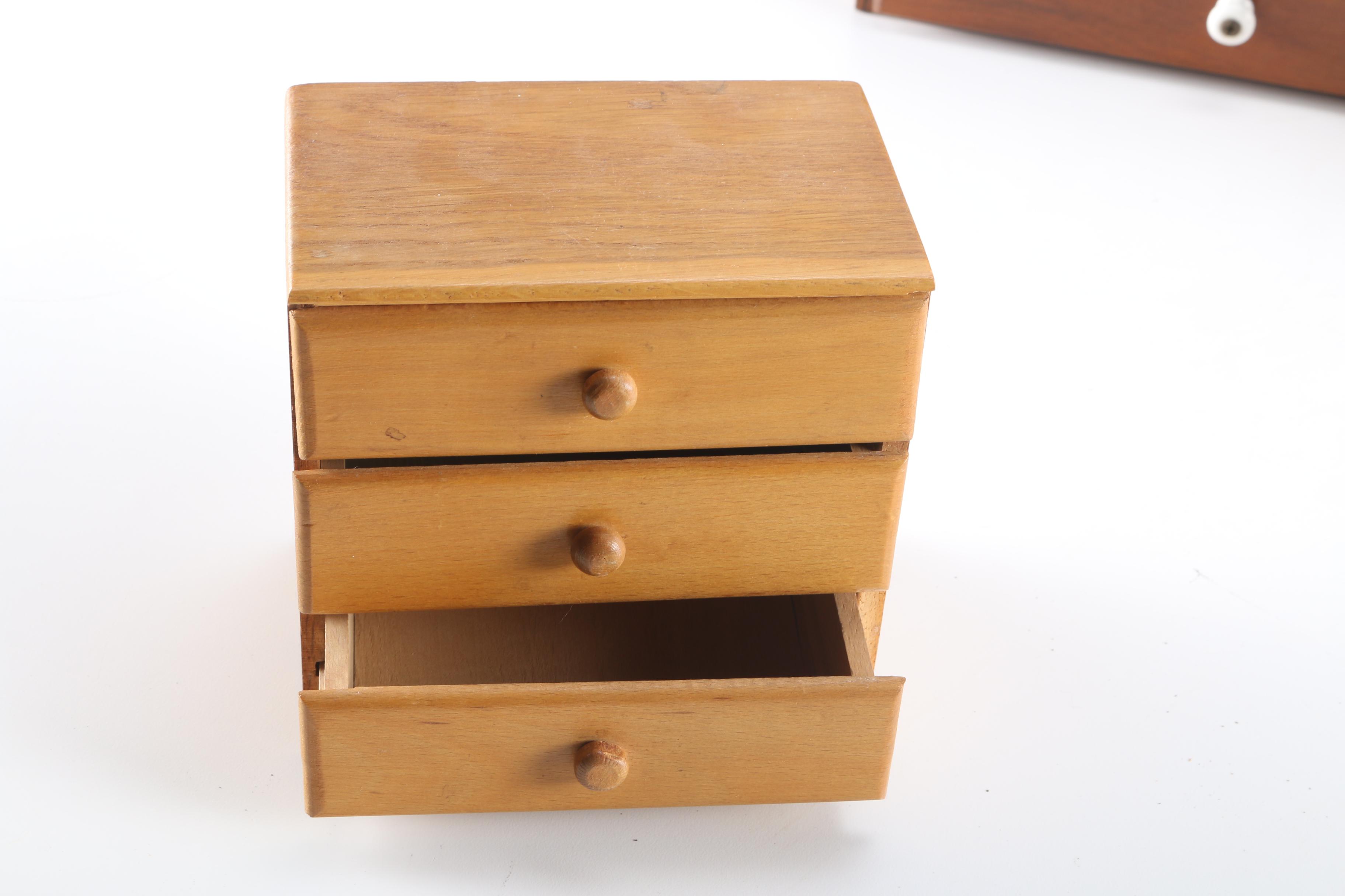 Vintage Wood Mail Holder and Trinket Box Collection