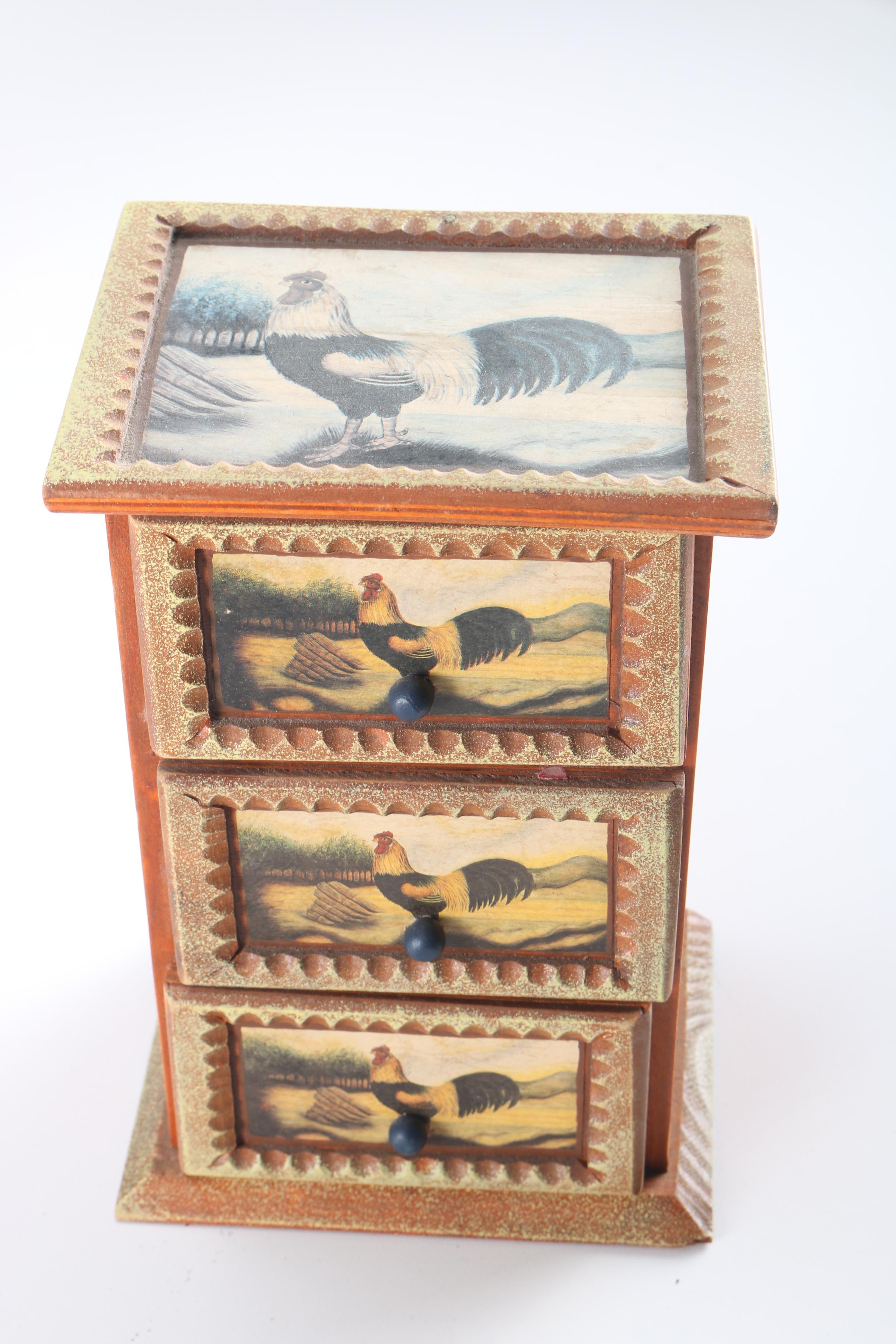 Vintage Wood Mail Holder and Trinket Box Collection