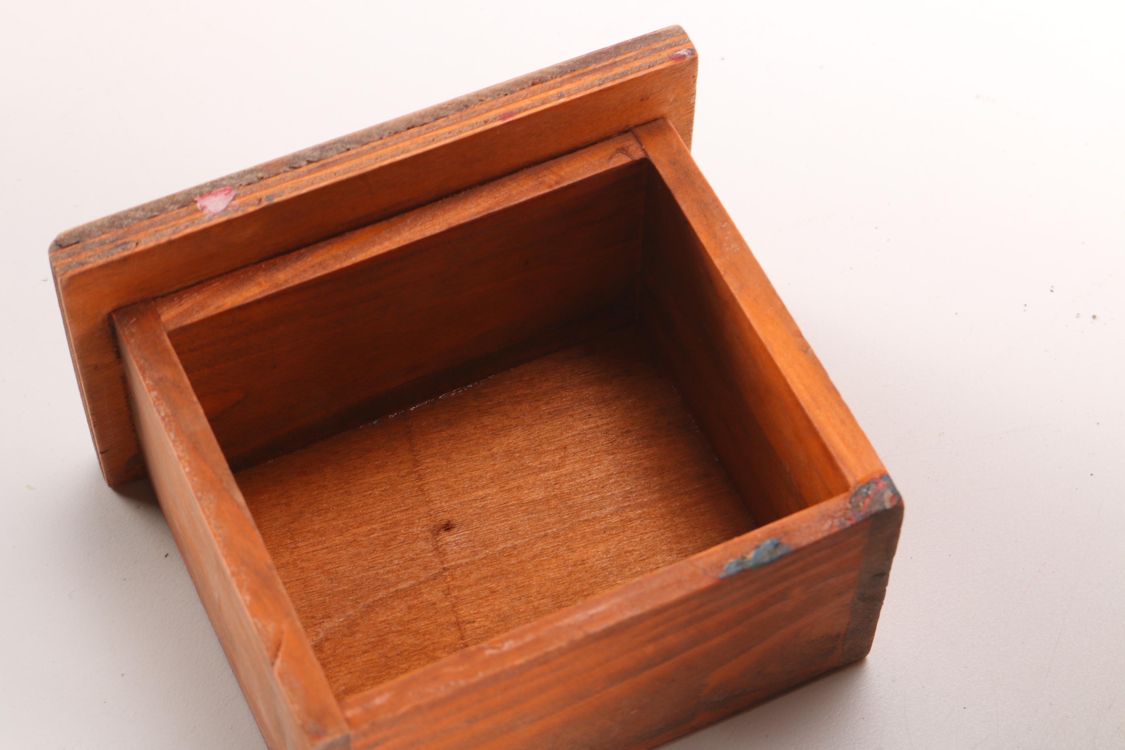 Vintage Wood Mail Holder and Trinket Box Collection