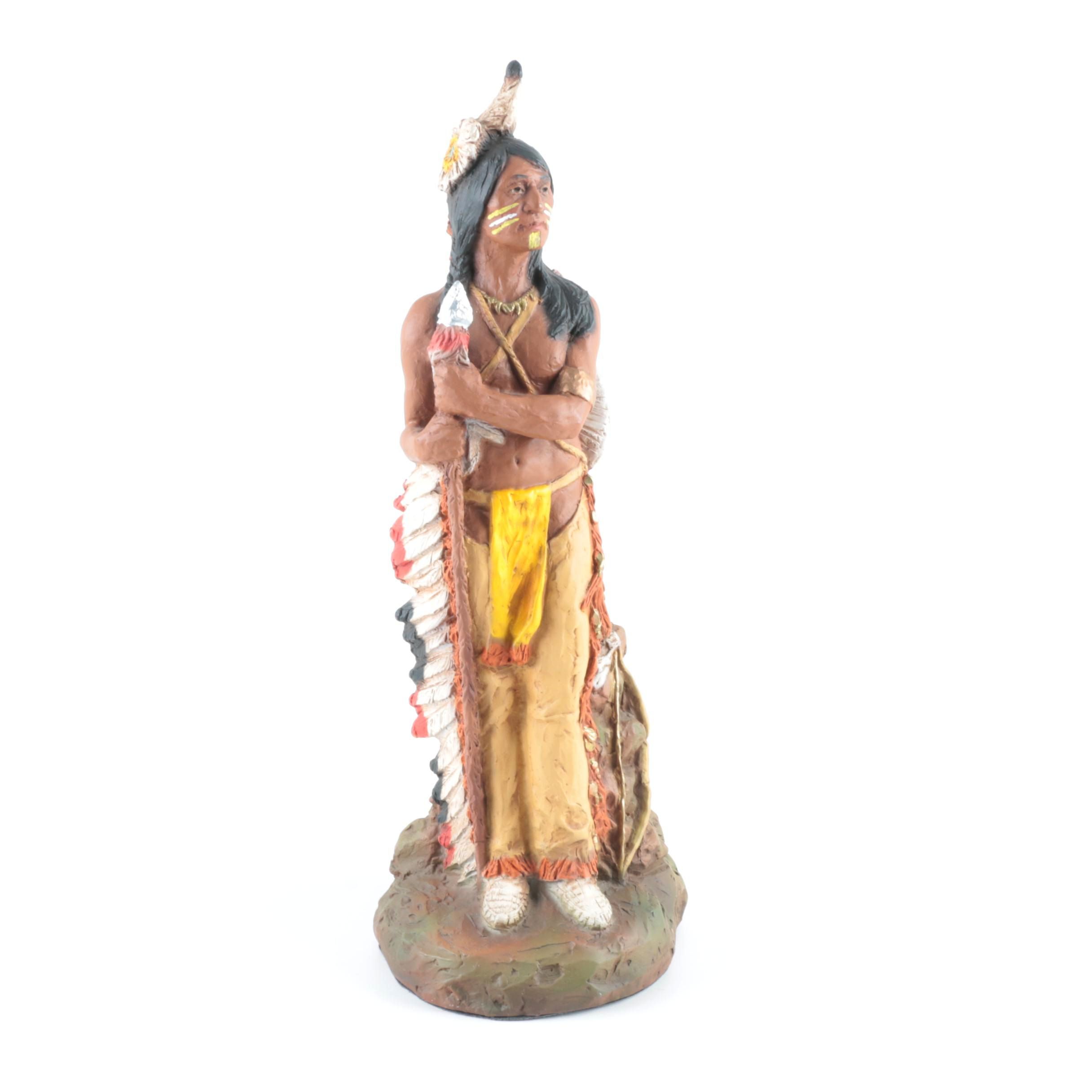 Circa 1980s Universal Statuary Corp Statuette of a Native American Figure