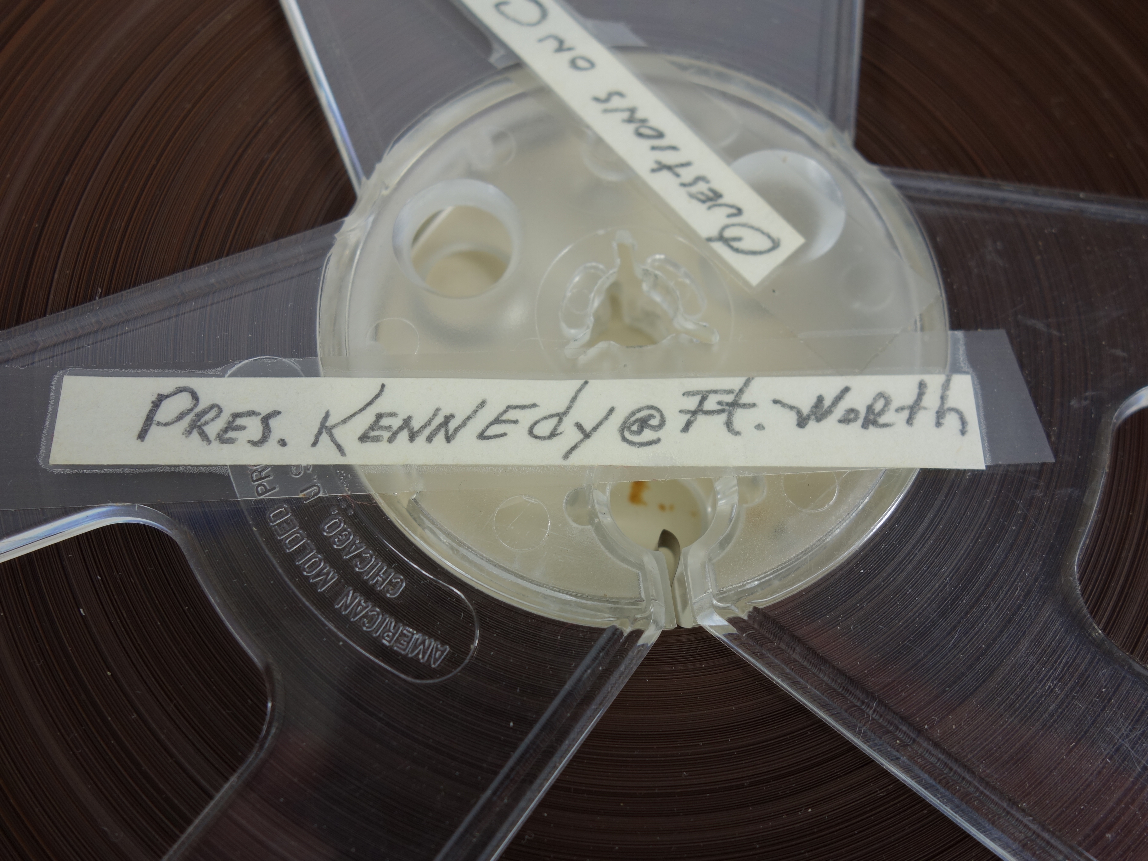 Projector and Vintage Tape Reels With News, Other Recordings