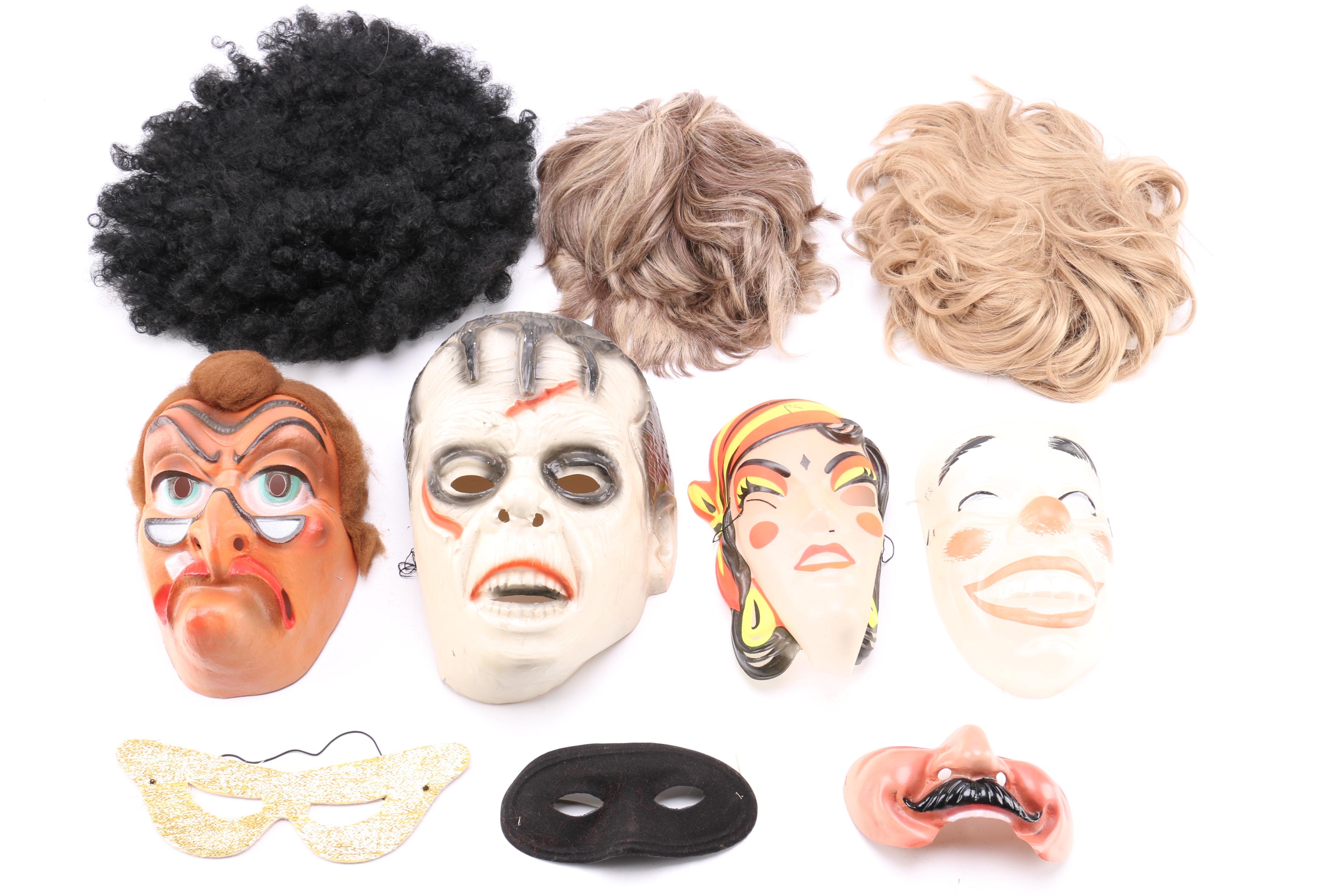 Vintage Halloween Masks and Wigs