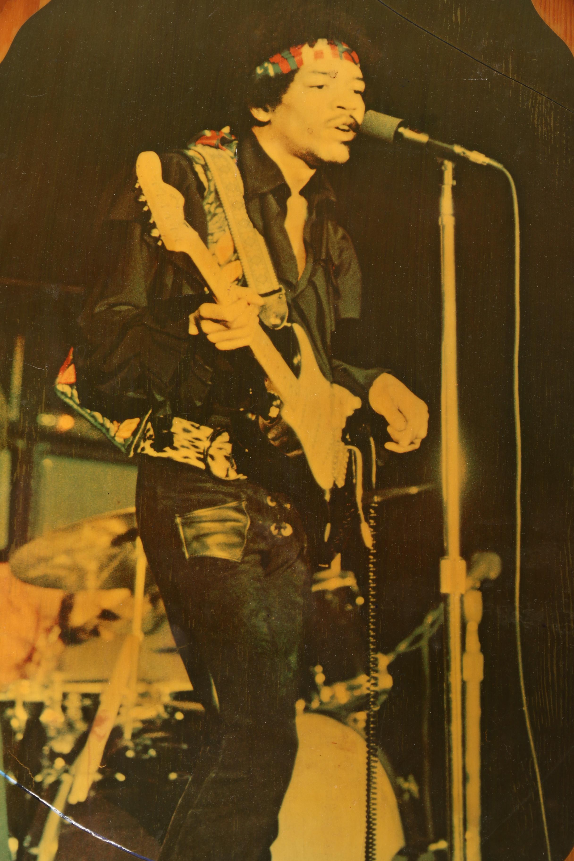 Jimi Hendrix Offset Lithograph on Wooden Plaque