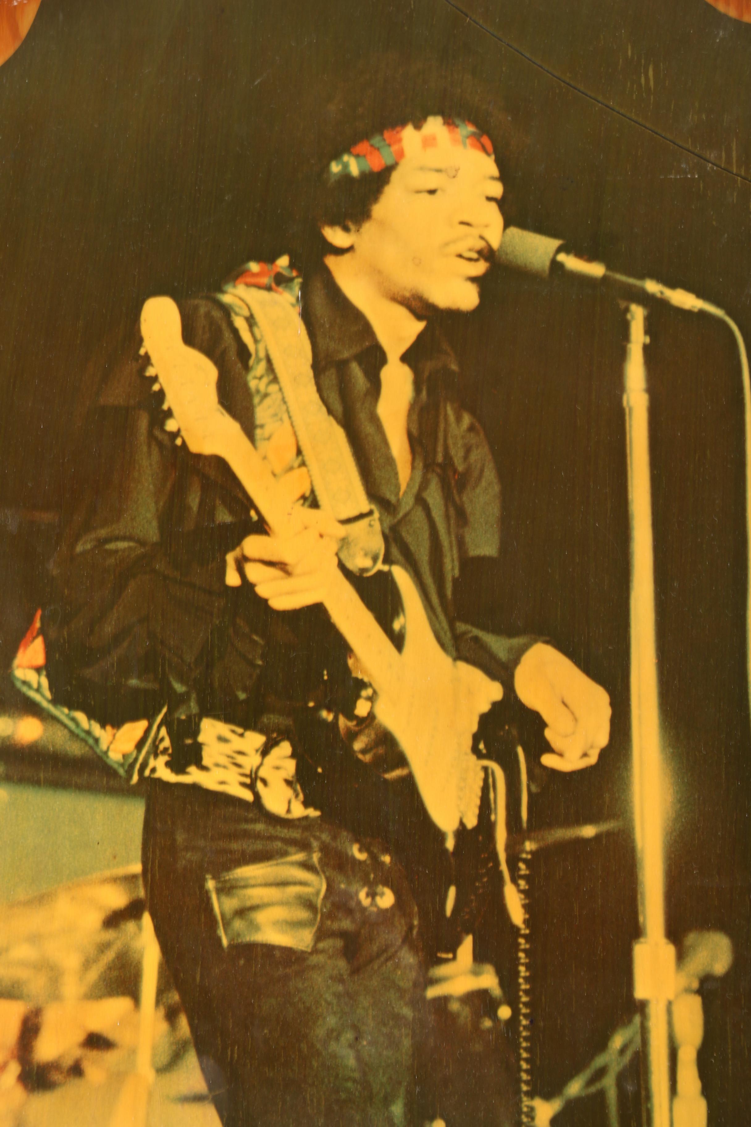 Jimi Hendrix Offset Lithograph on Wooden Plaque