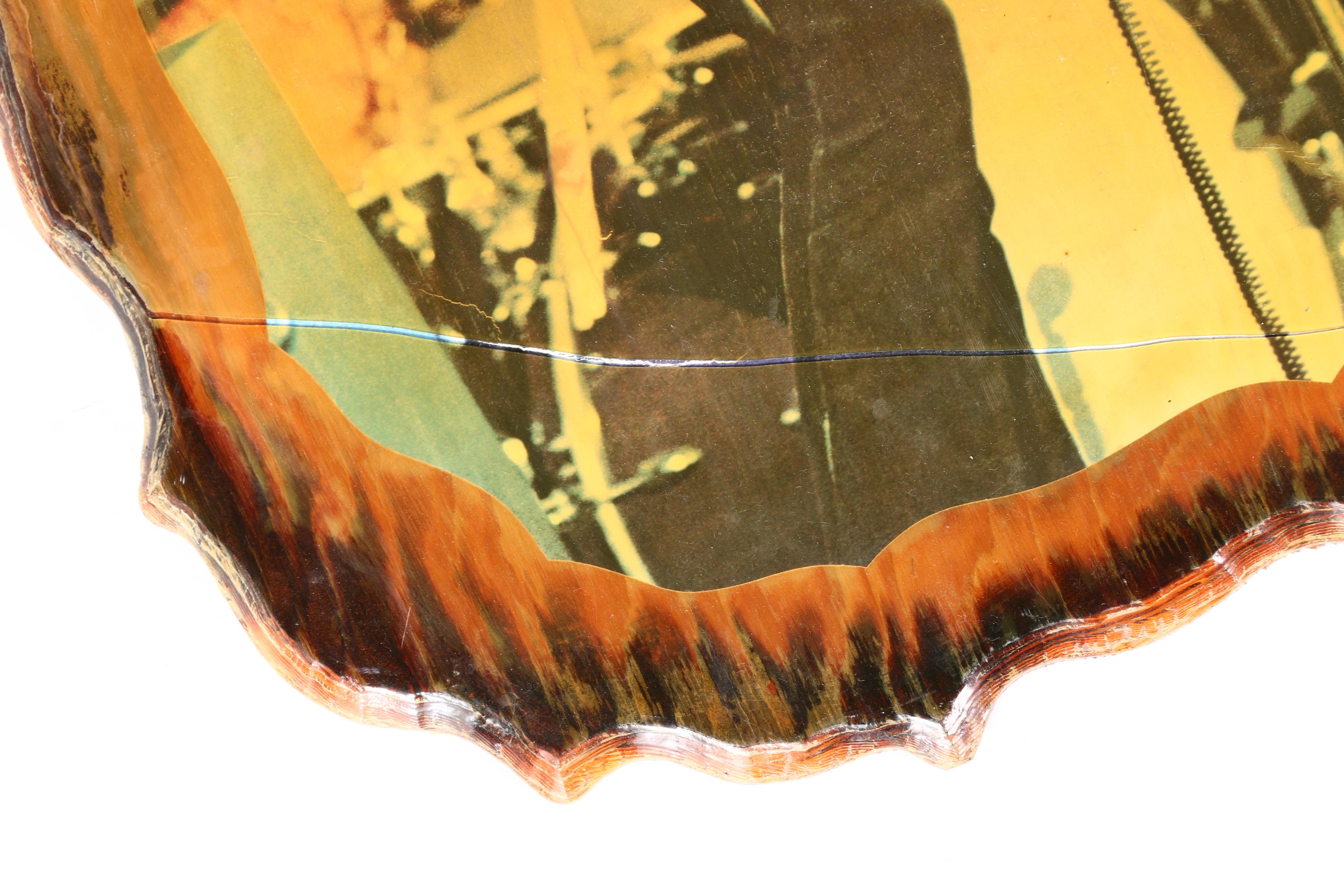 Jimi Hendrix Offset Lithograph on Wooden Plaque