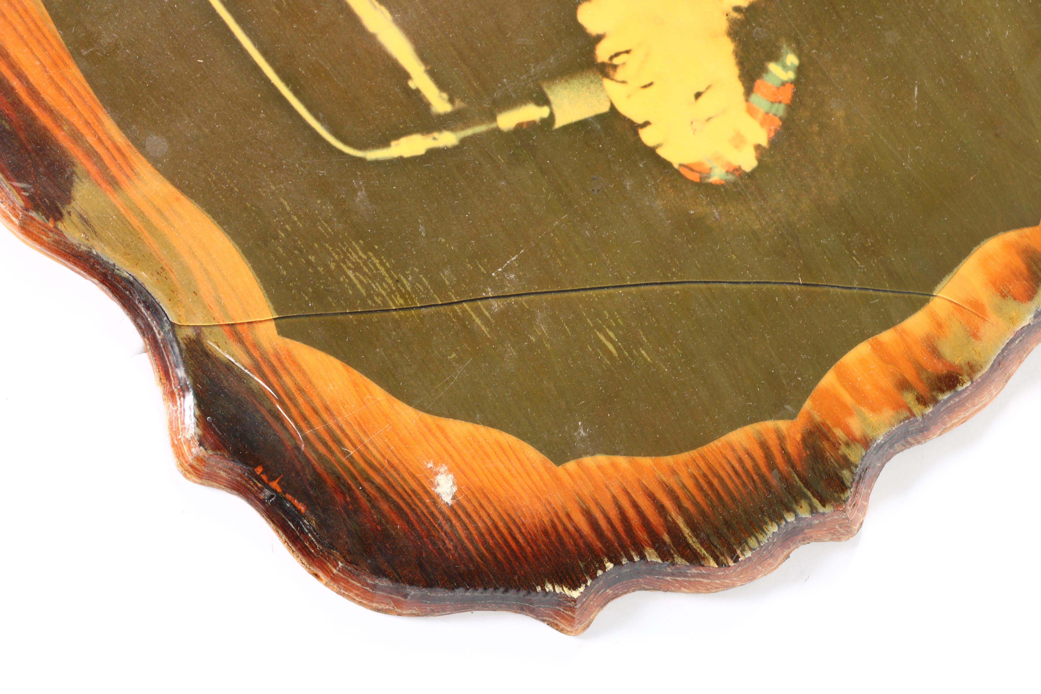 Jimi Hendrix Offset Lithograph on Wooden Plaque