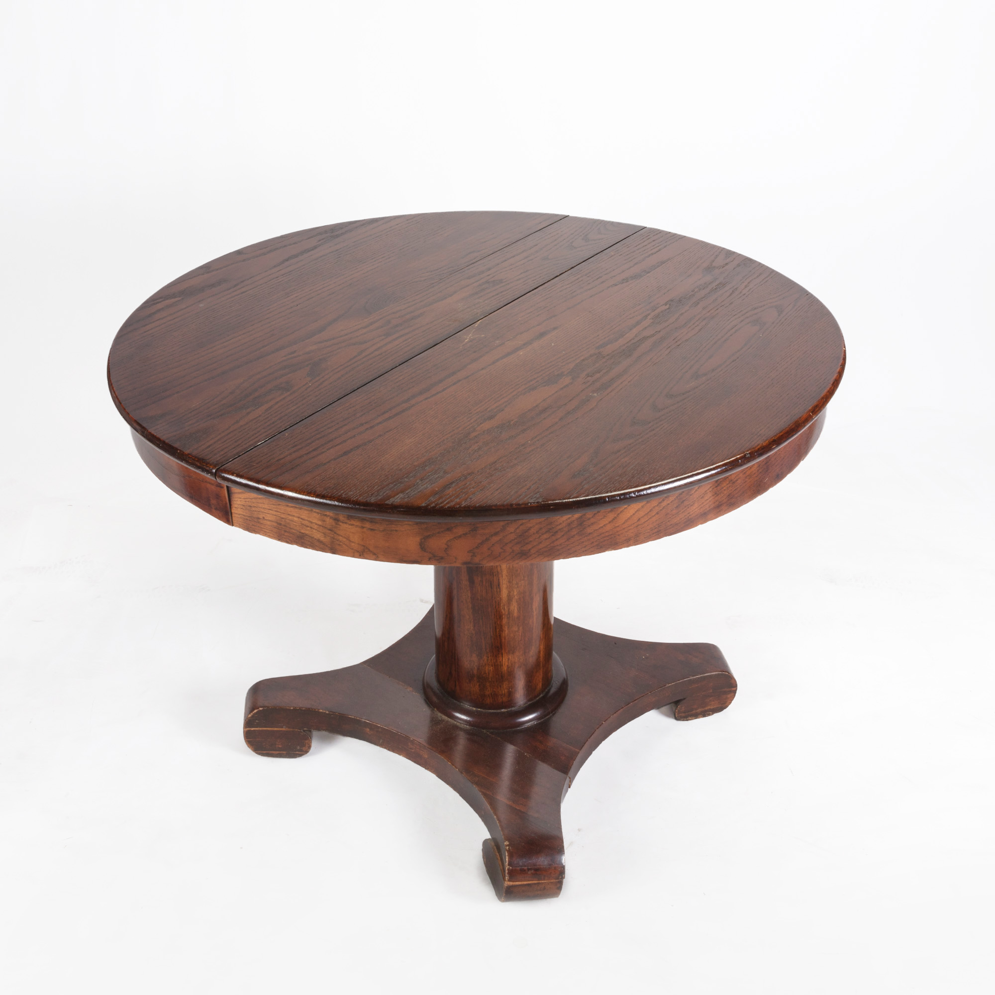 Vintage Oak Pedestal Dining Table by Walter of Wabash