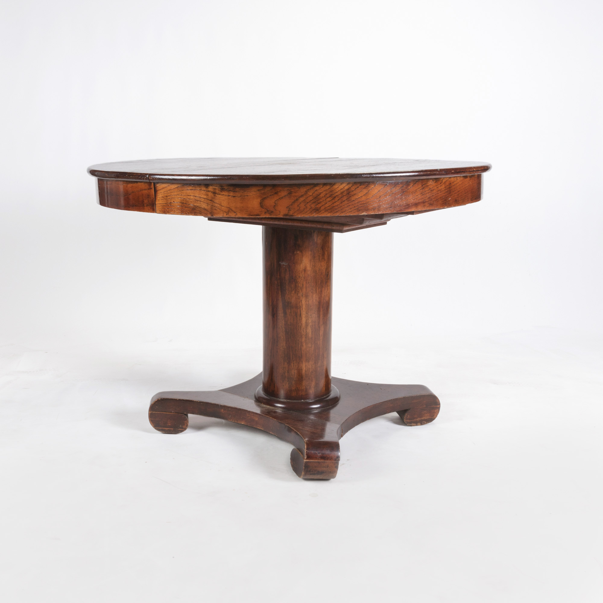 Vintage Oak Pedestal Dining Table by Walter of Wabash