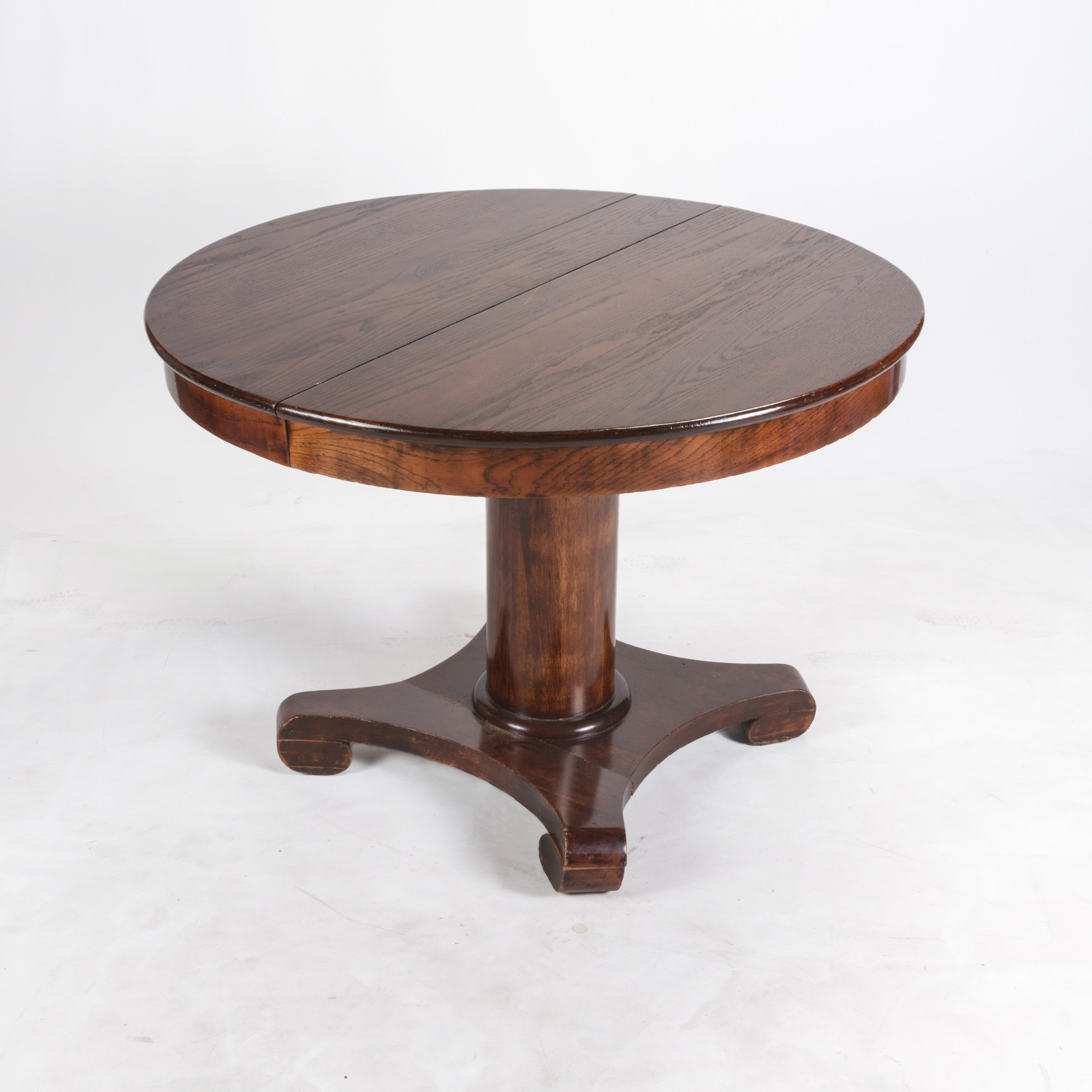 Vintage Oak Pedestal Dining Table by Walter of Wabash