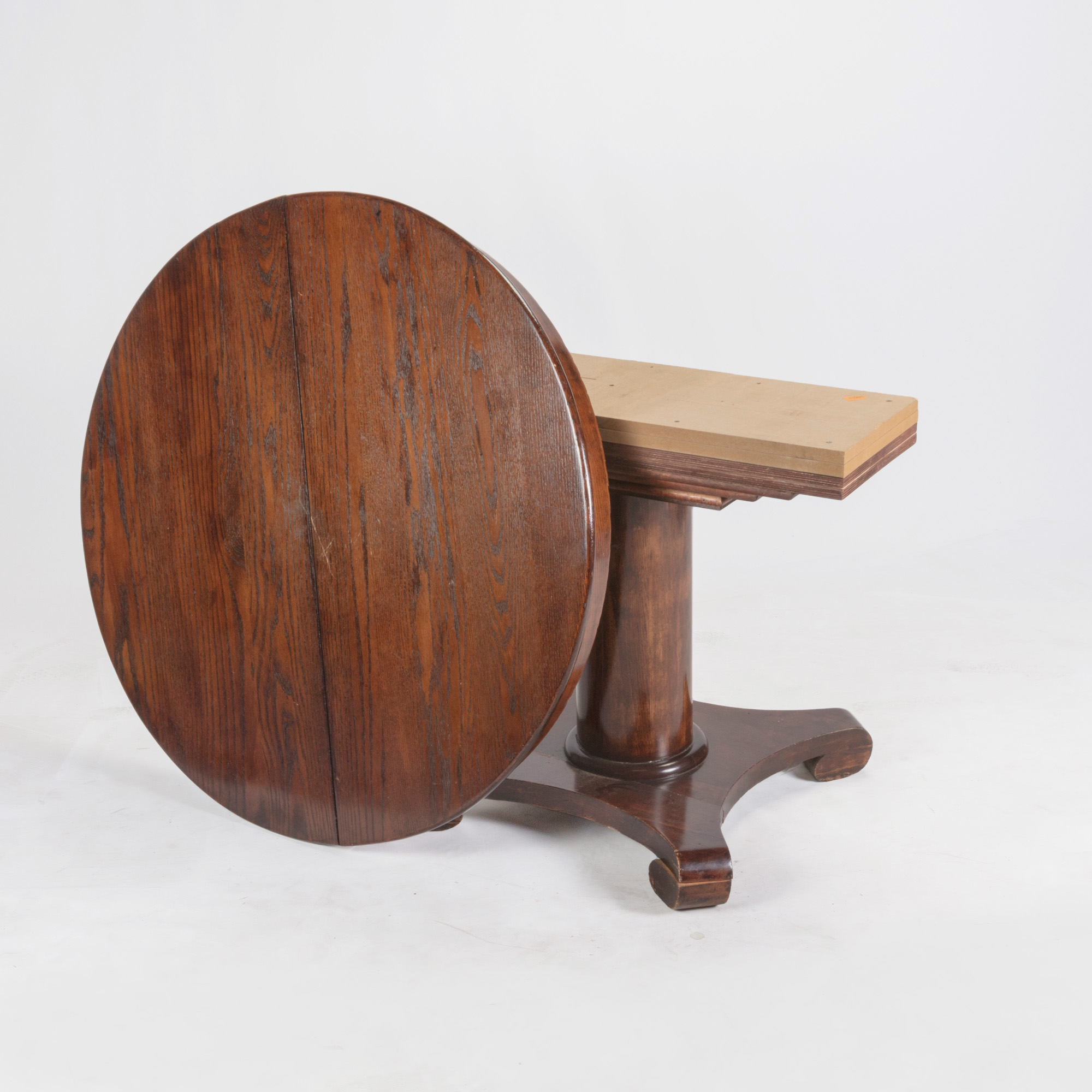 Vintage Oak Pedestal Dining Table by Walter of Wabash