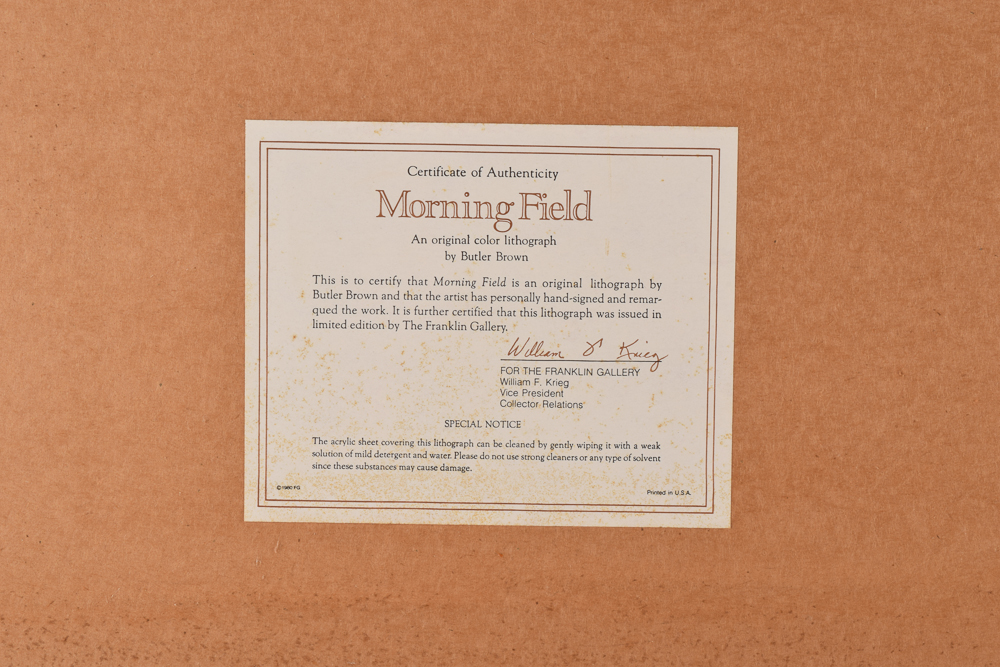Butler Brown Limited Edition Colored Lithograph "Morning Field"