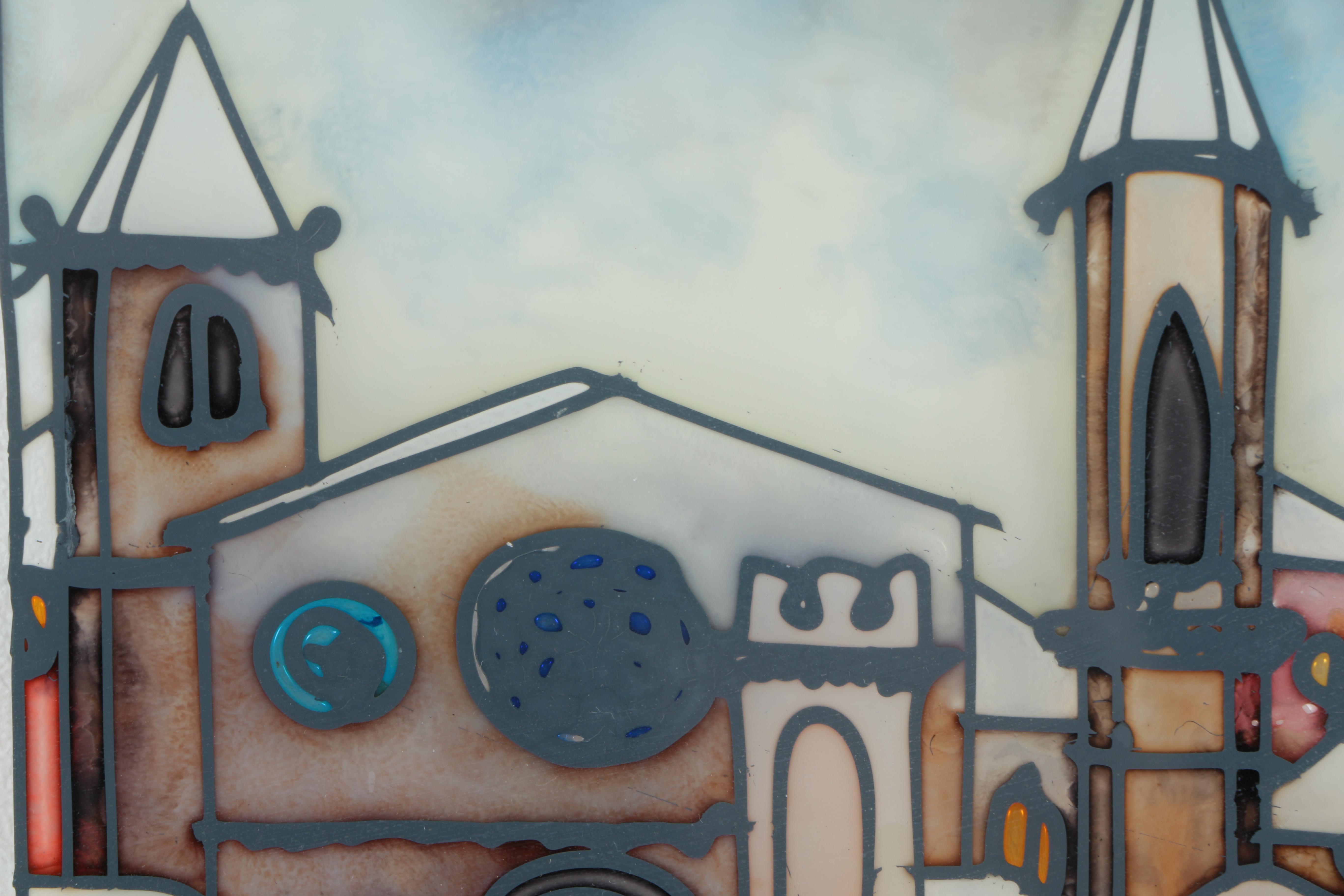 Massimo Cruciani Oil Painting on Glass of Townscapes