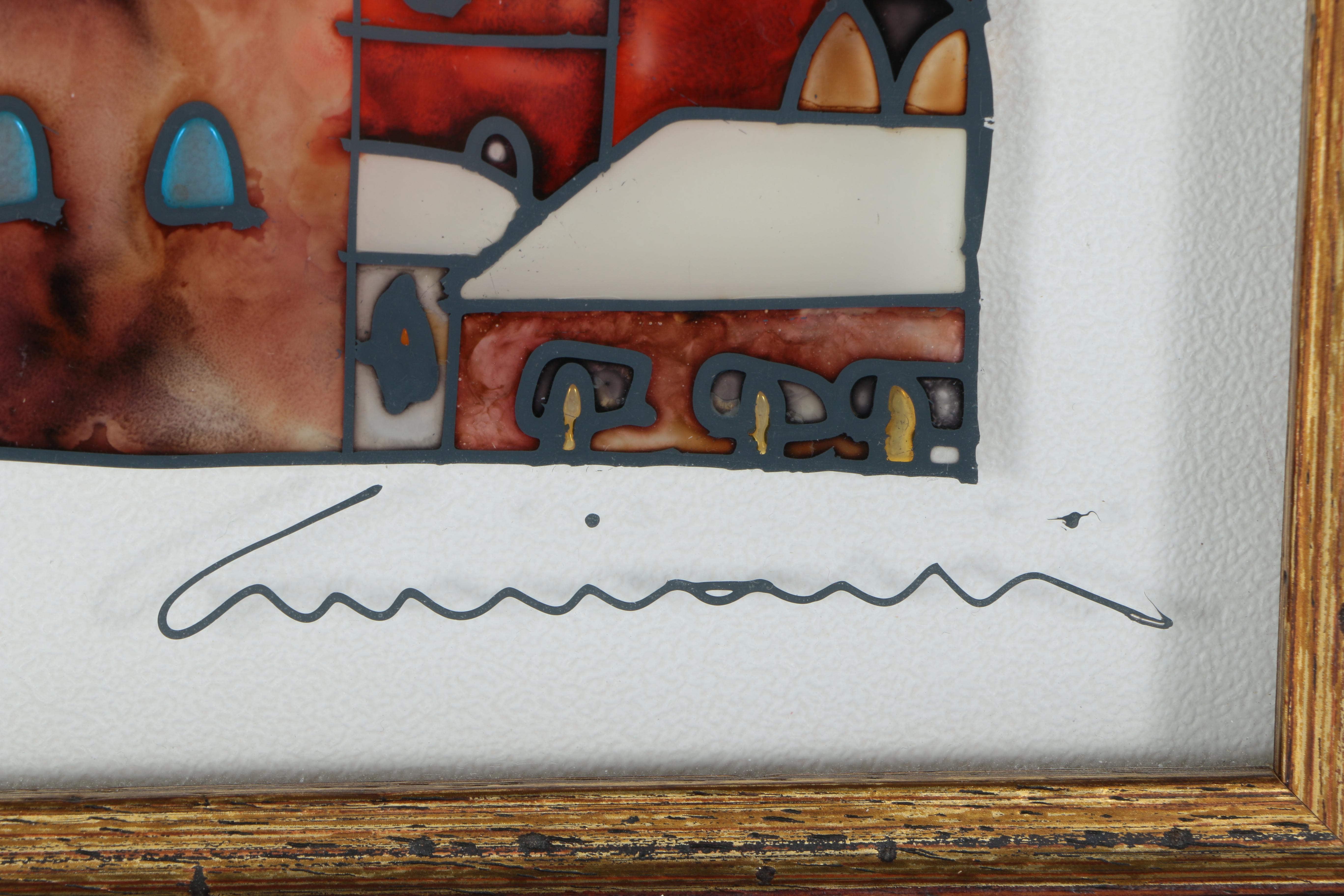 Massimo Cruciani Oil Painting on Glass of Townscapes