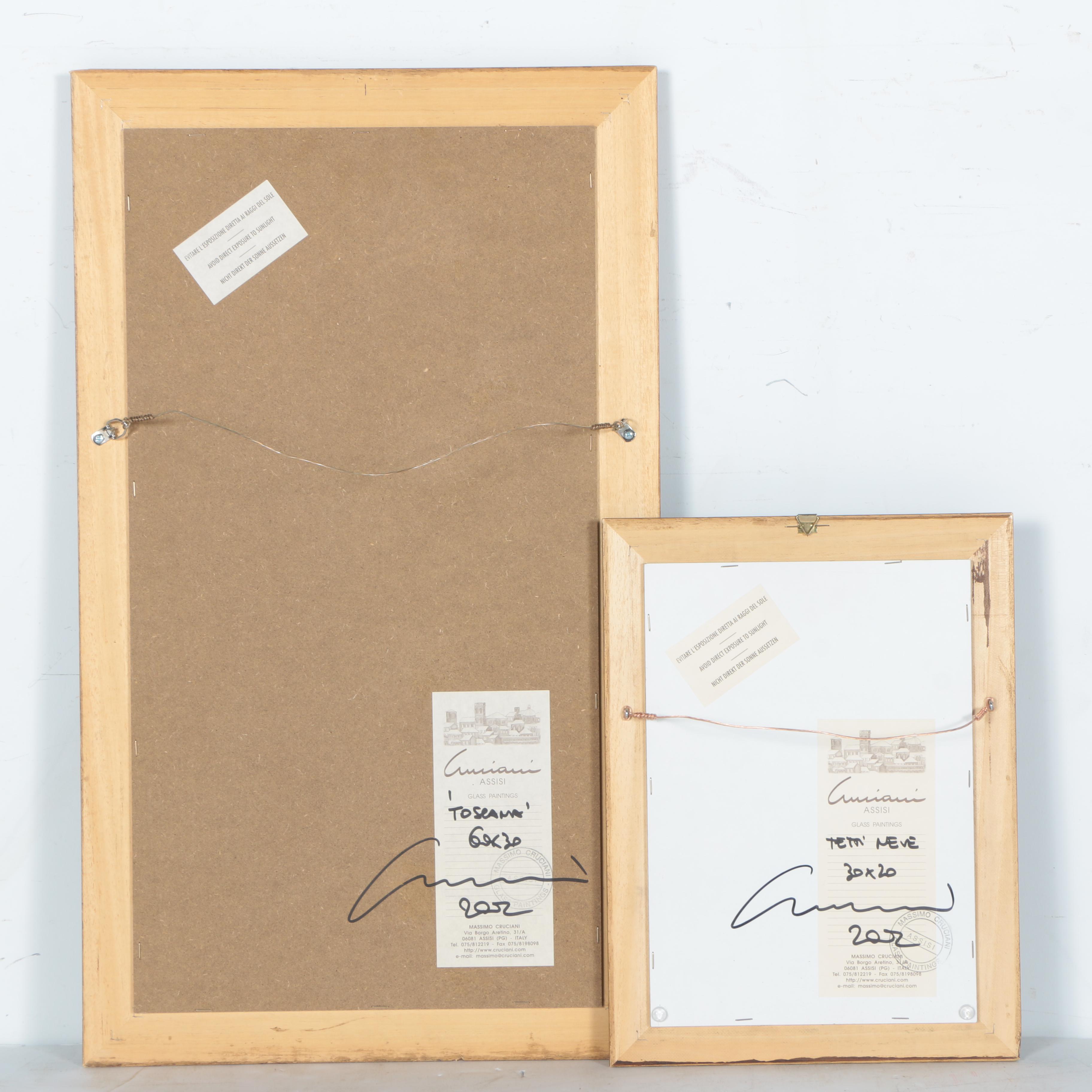 Massimo Cruciani Oil Painting on Glass of Townscapes