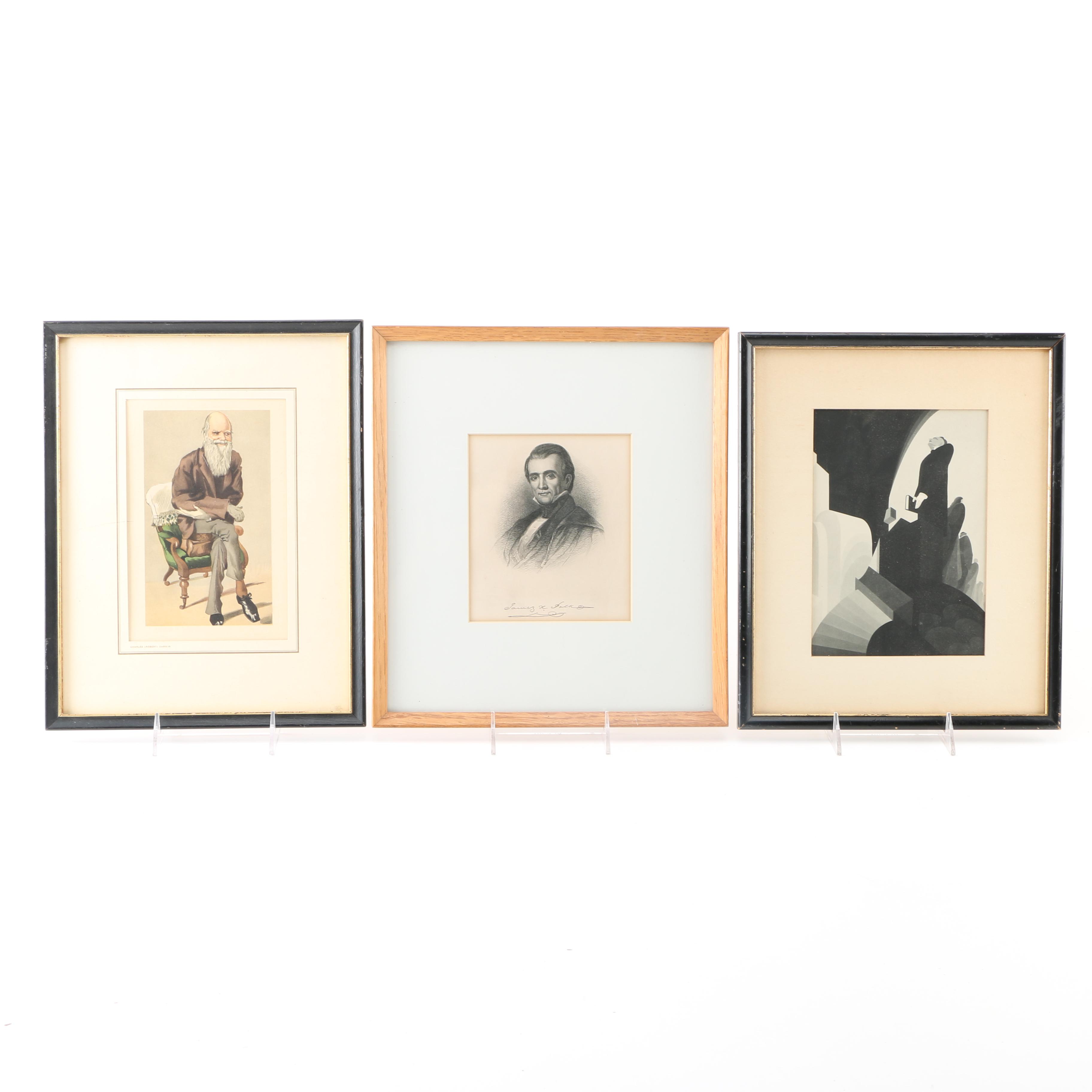 Three Portrait Prints on Paper