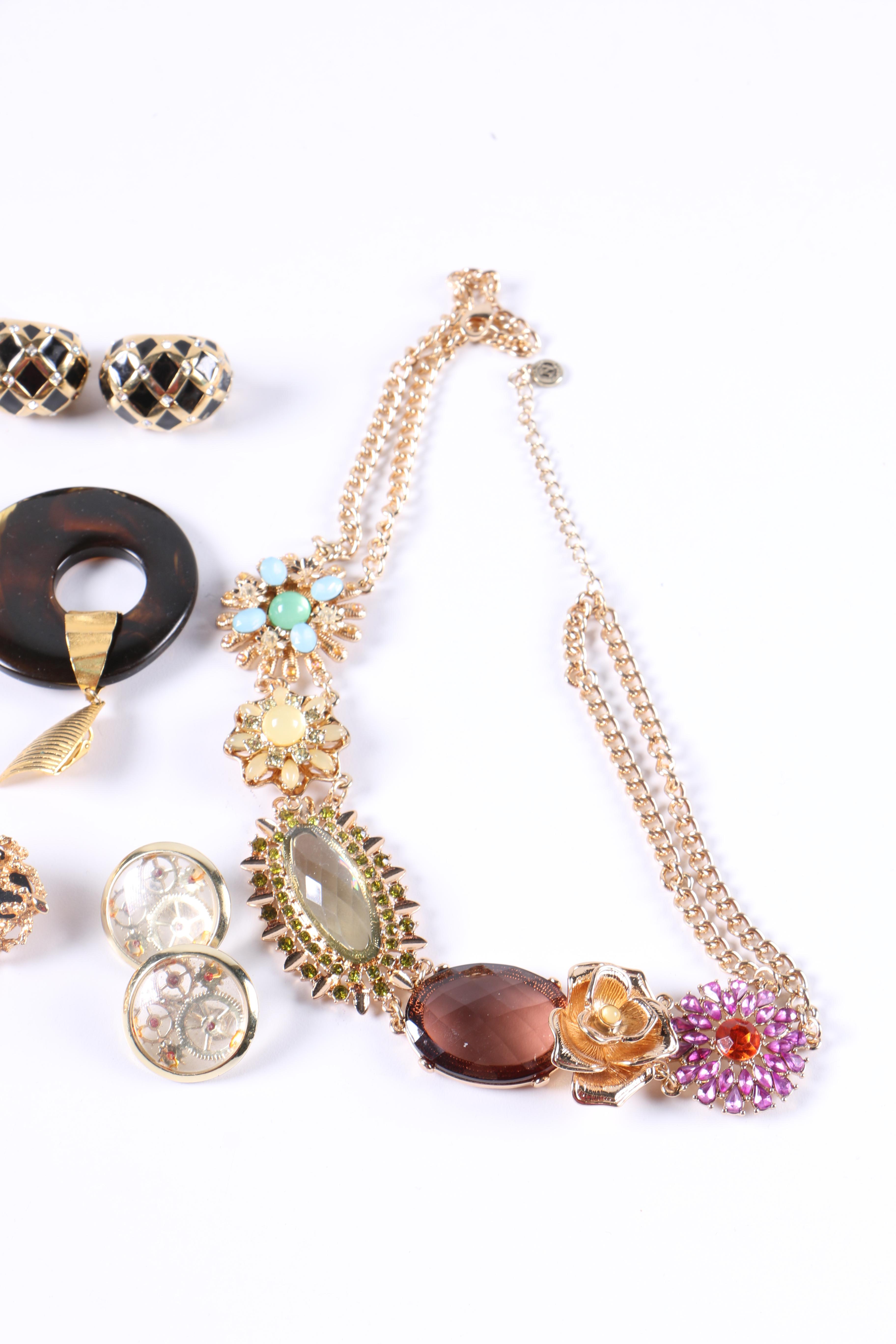 Gold Tone Costume Jewelry Including Kate Hines