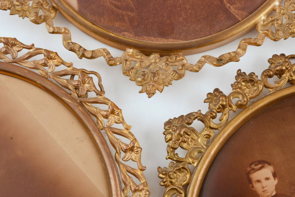 Three Framed Photograph Button Portraits