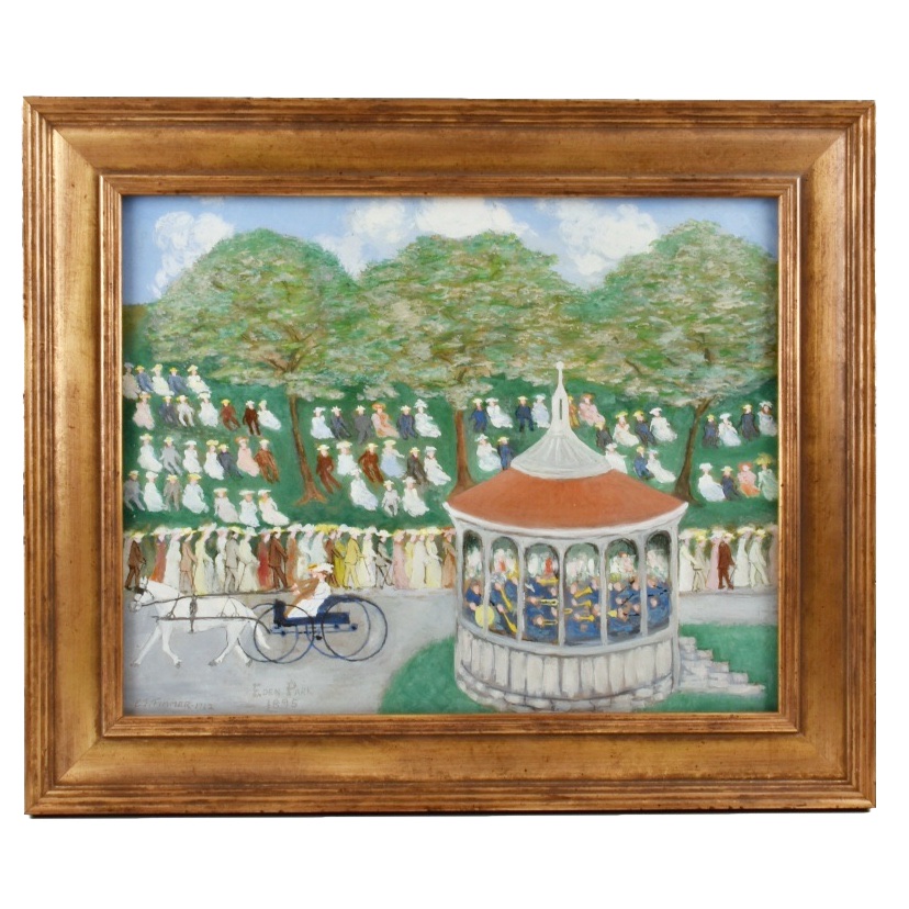 Folk Art Watercolor Painting of Eden Park, Cincinnati, 1895