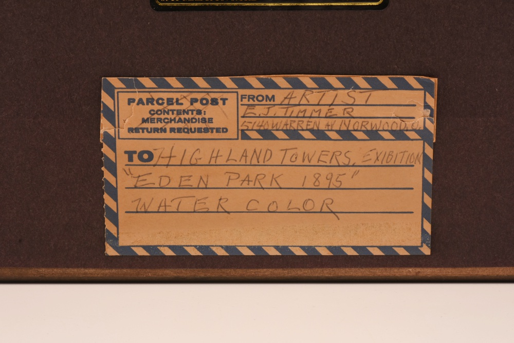 Folk Art Watercolor Painting of Eden Park, Cincinnati, 1895