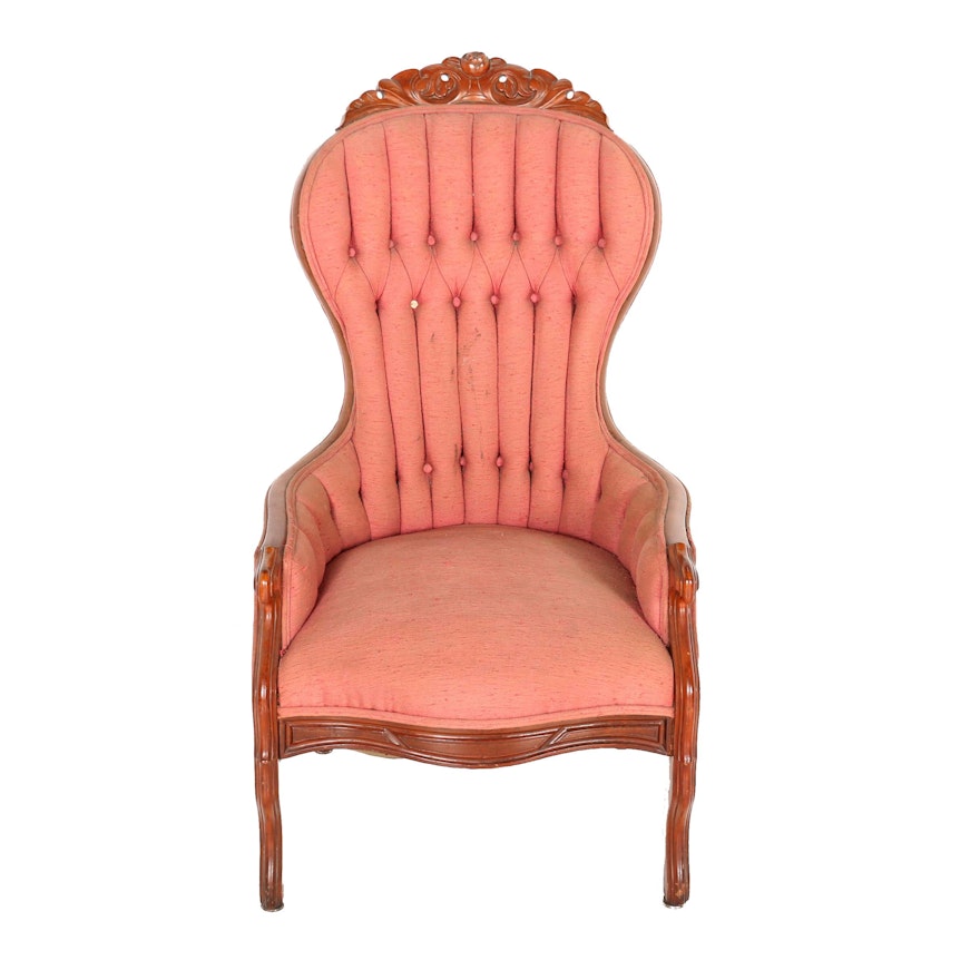 Vintage Victorian Style Upholstered Armchair