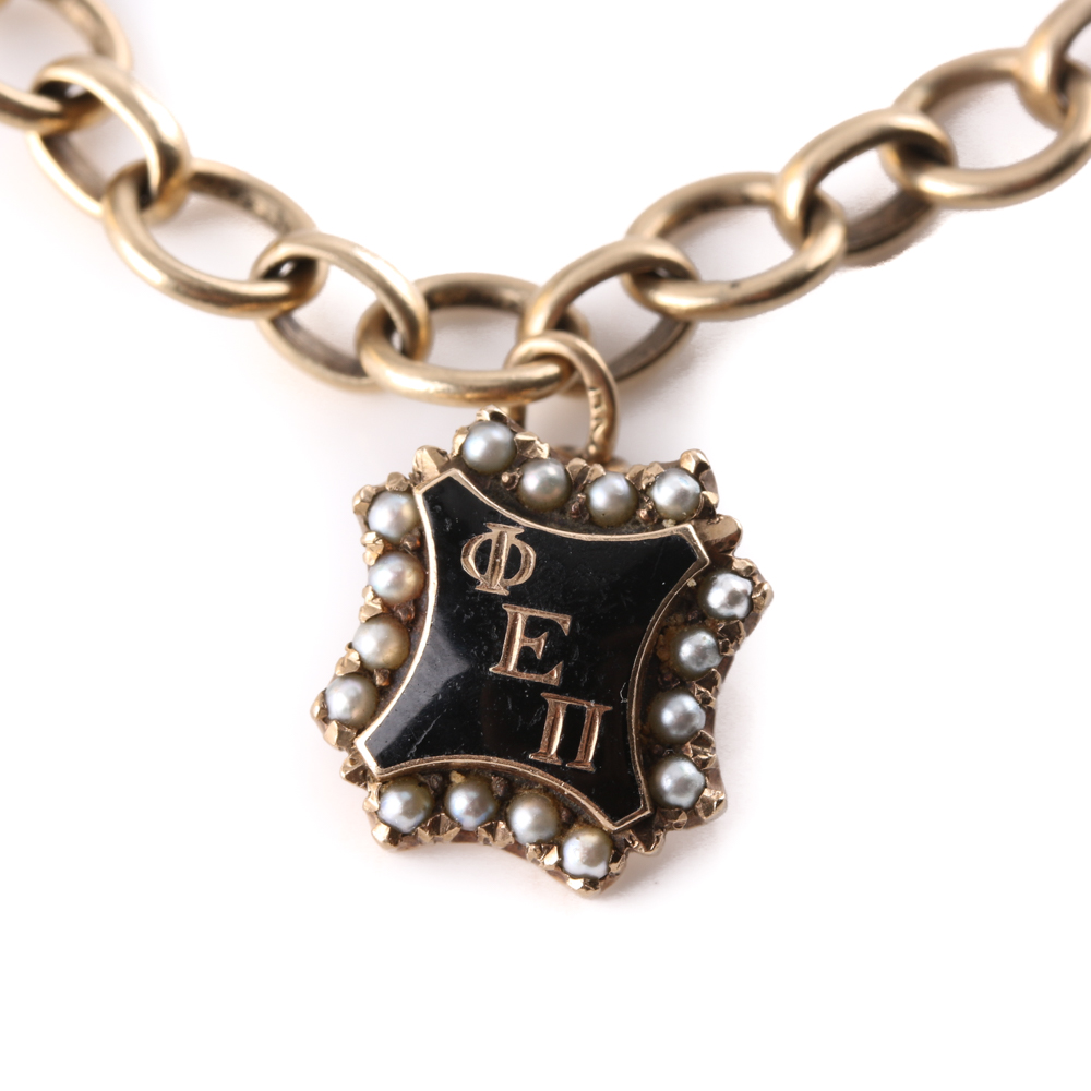 14K and 10K Yellow Gold  Charm Bracelet With Greek Fraternity Charms