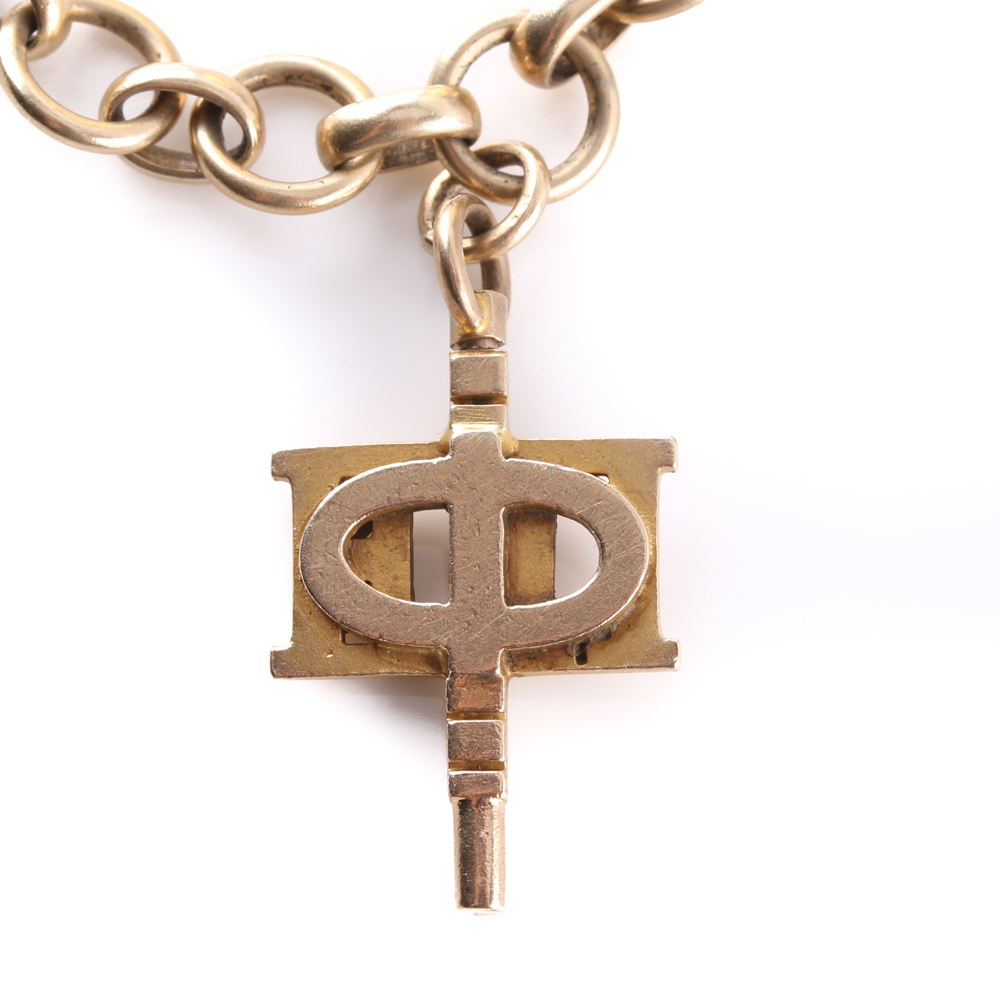 14K and 10K Yellow Gold  Charm Bracelet With Greek Fraternity Charms