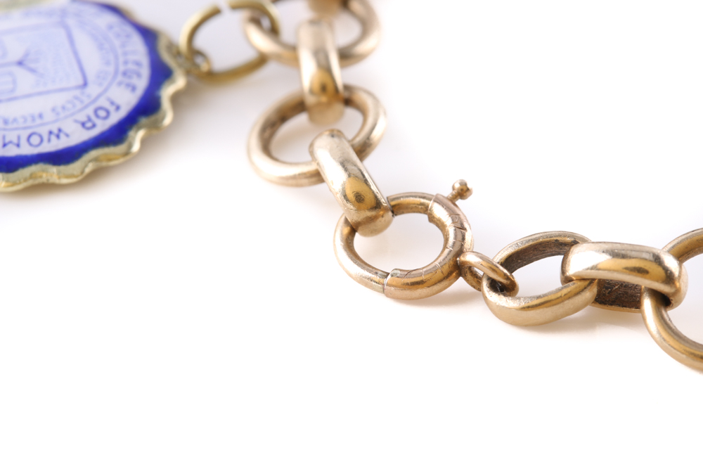 14K and 10K Yellow Gold  Charm Bracelet With Greek Fraternity Charms