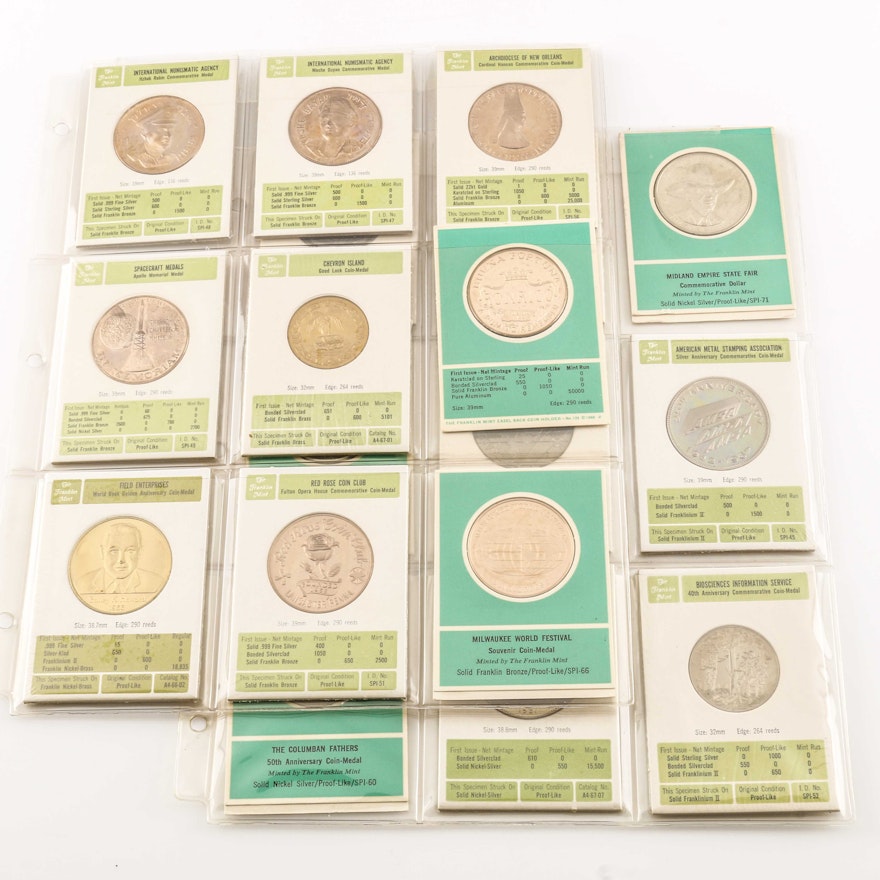 Eighteen Franklin Mint Commemorative Medals
