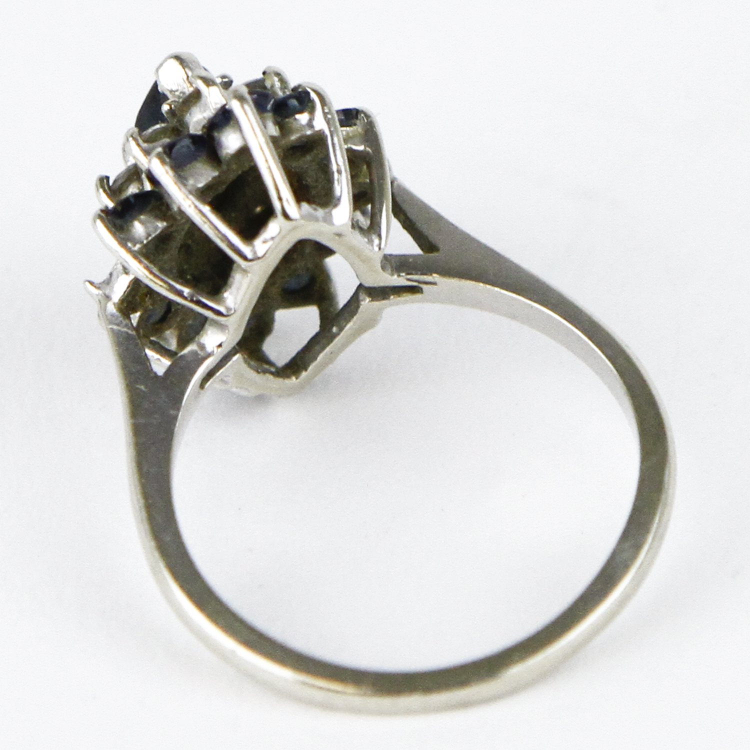 10K White Gold, Sapphire, and Diamond Cocktail Ring