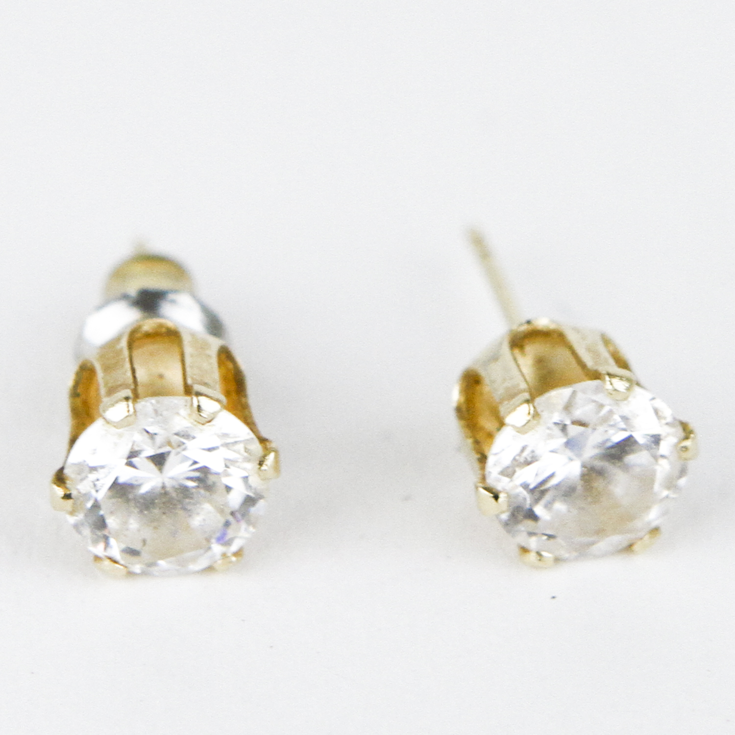 14K Yellow Gold and Cubic Zirconia Stud Earrings