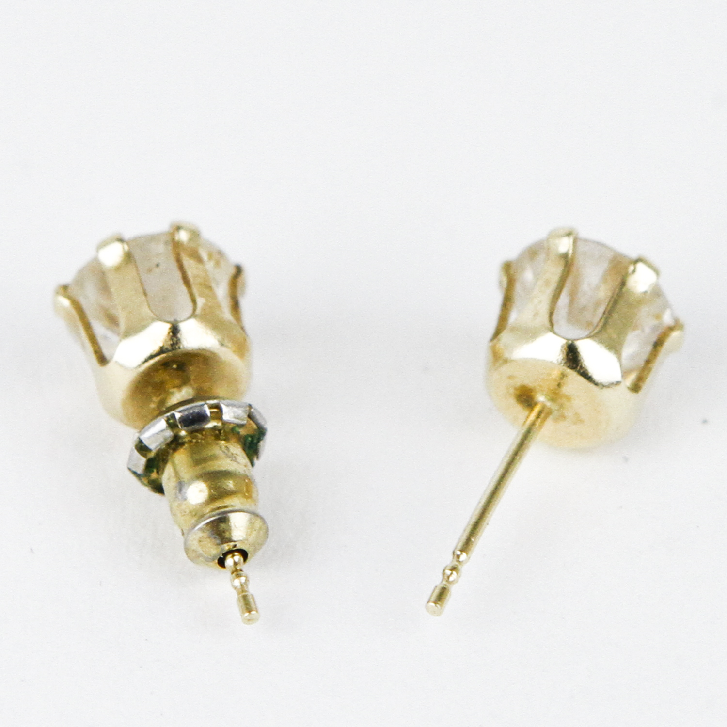 14K Yellow Gold and Cubic Zirconia Stud Earrings