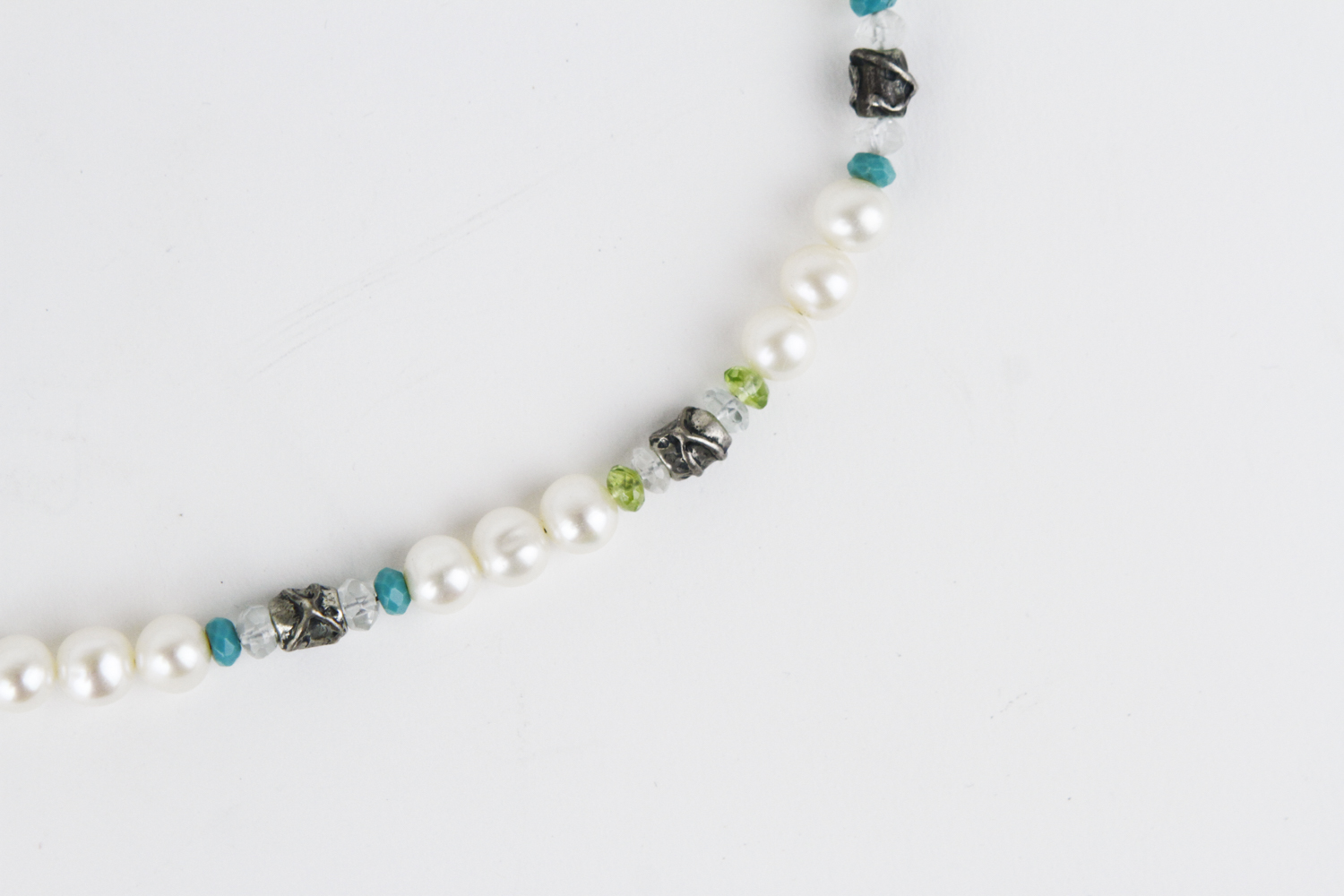 Rebecca Minkoff Sterling Silver, Freshwater Pearl, and Semi-Precious Stone Necklace