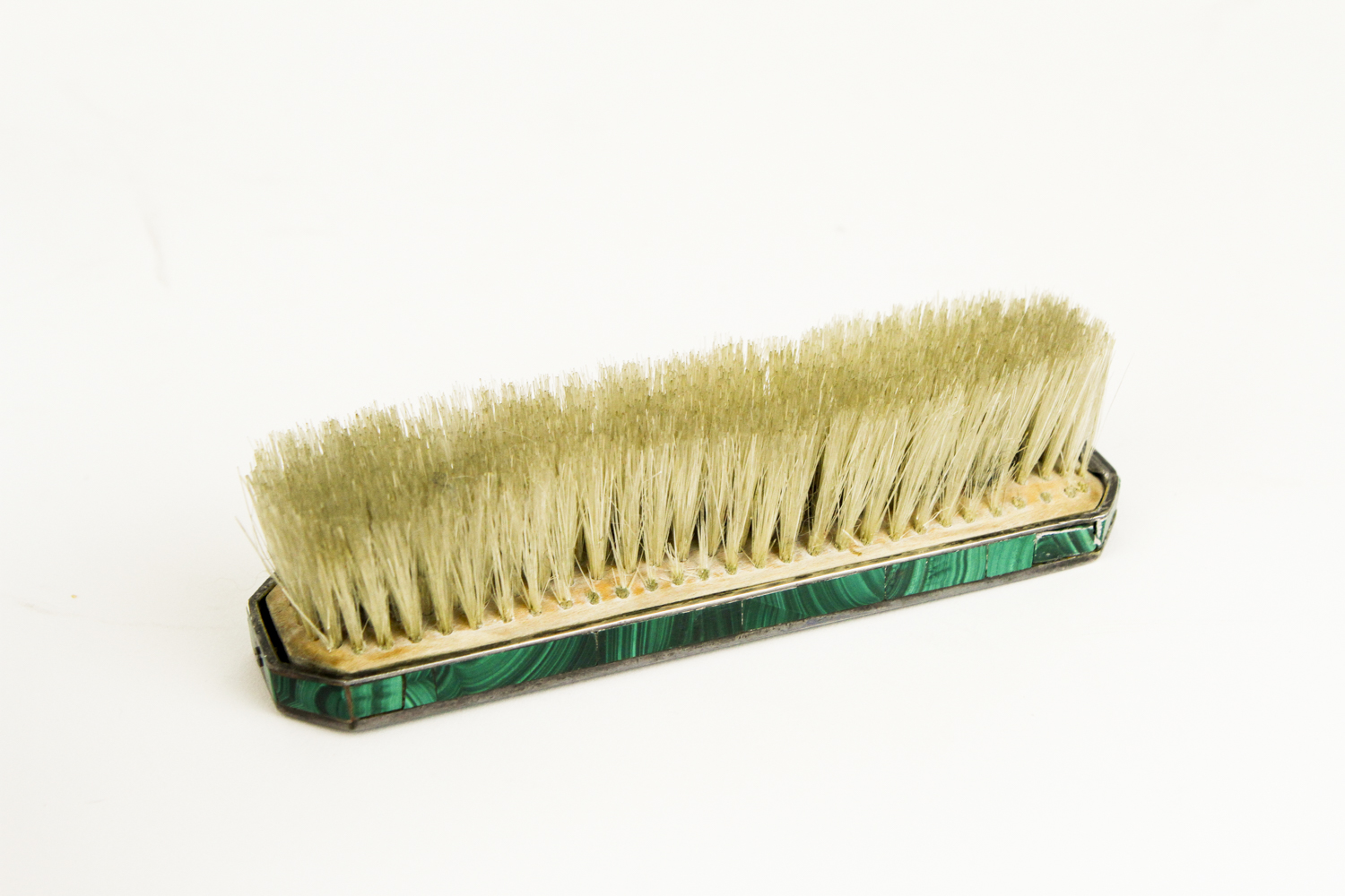 Art Deco Sterling Silver and Malachite Clothing Brush