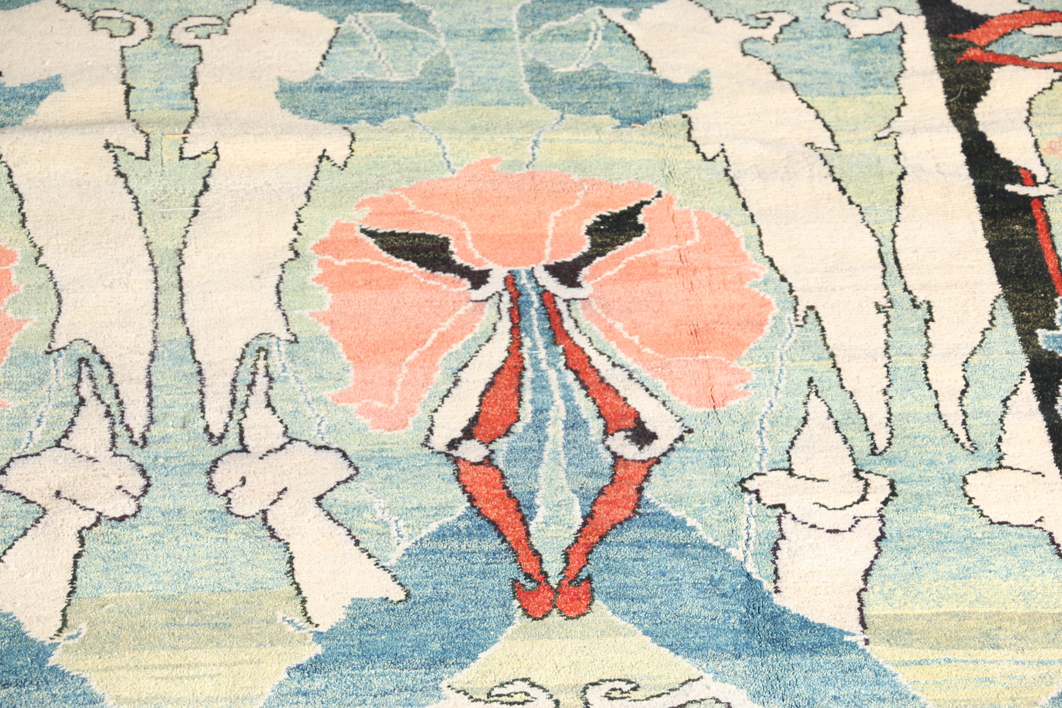 Hand-Knotted Turkish Arts and Crafts Area Rug