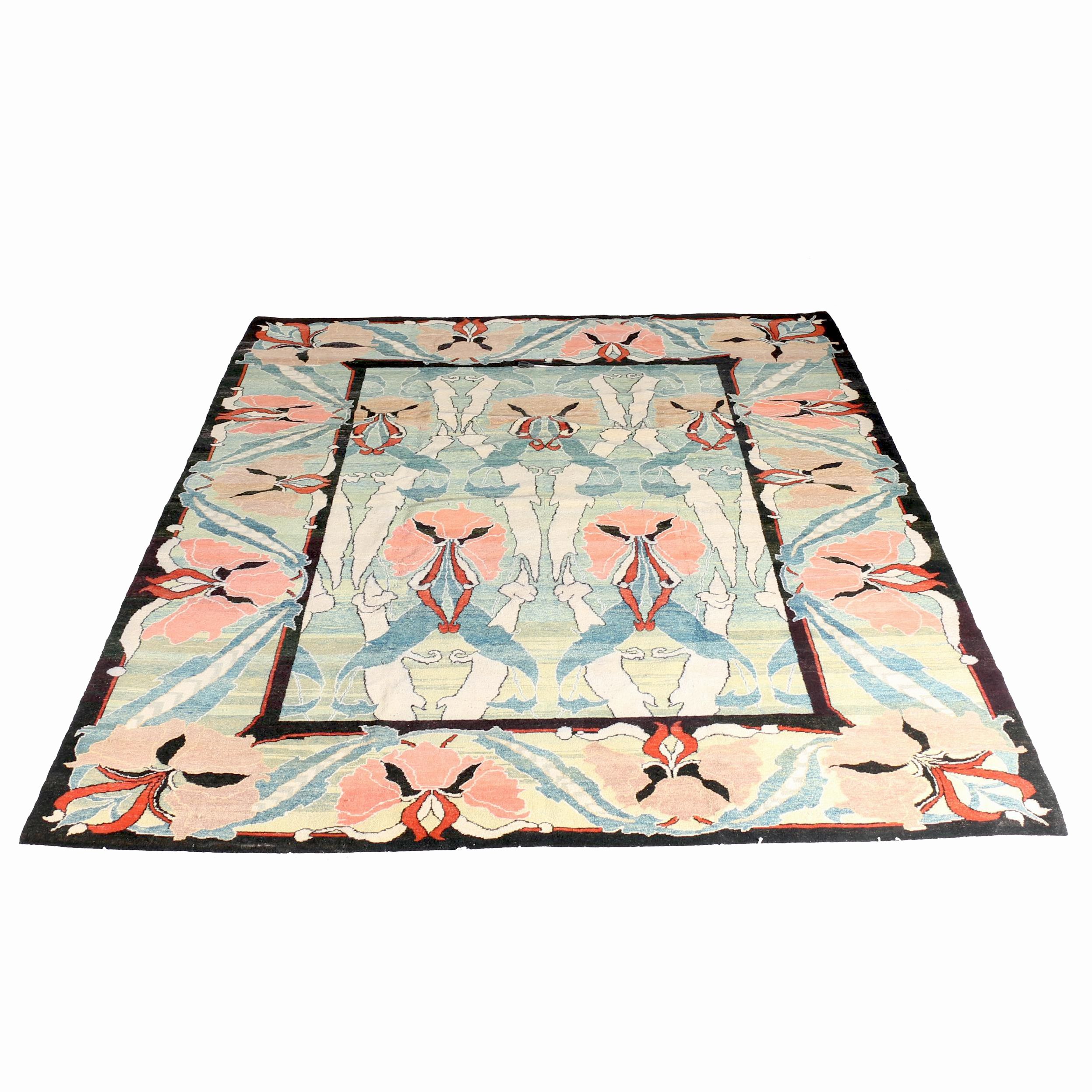 Hand-Knotted Turkish Arts and Crafts Area Rug